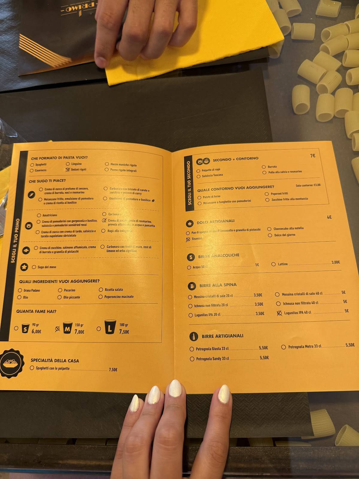 Menu di Primo - Pasta & Street Food Pisa 