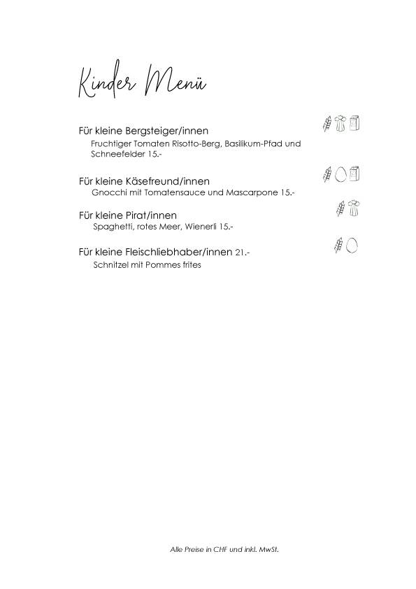 Menu di Restaurant VIVA St. Moritz 