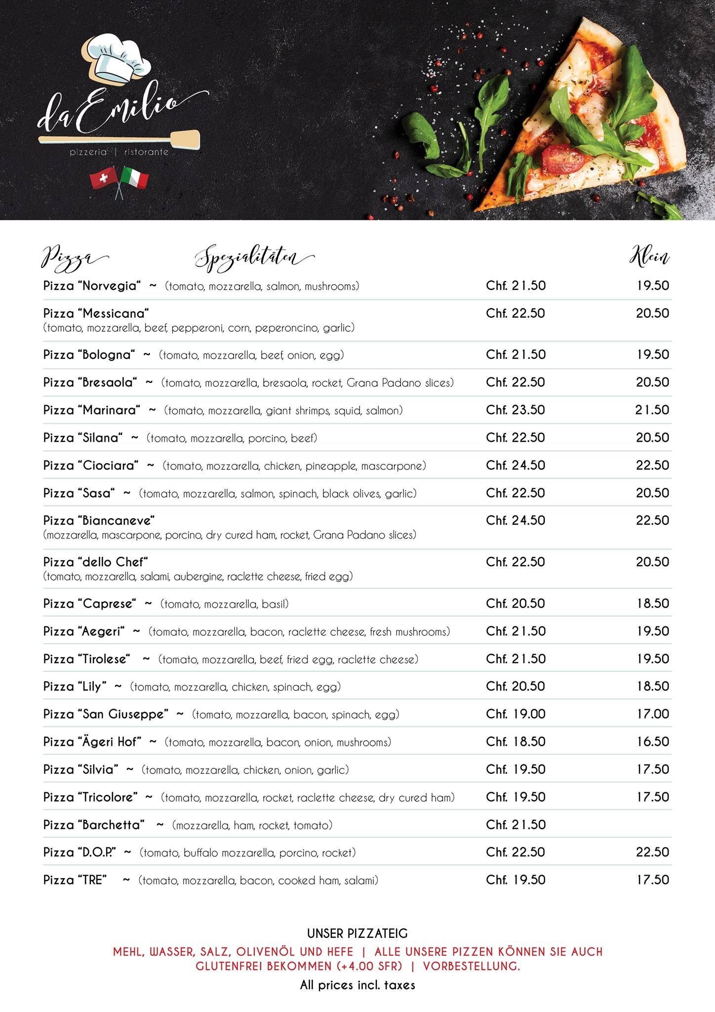Menu di Ristorante e Pizzeria Emirosa Codaruina 