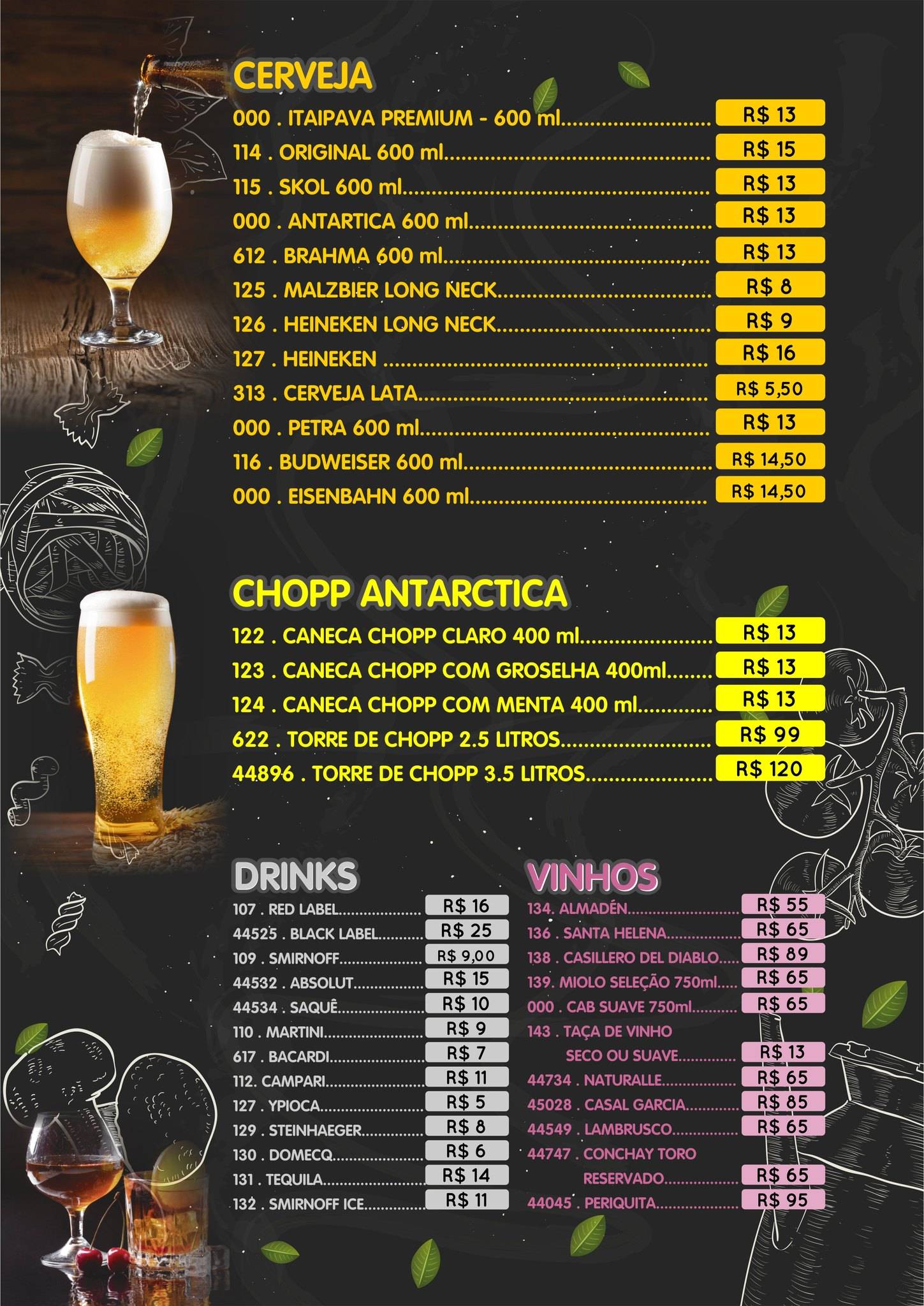 Restaurante, Choperia e Pizzaria Fênix cardápio