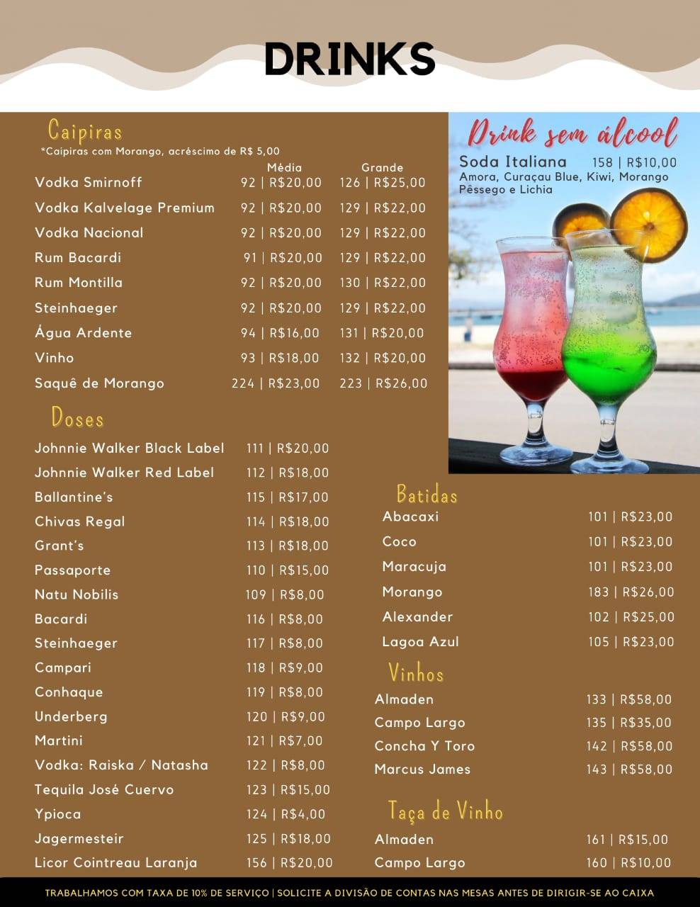Restaurante Deck 66 cardápio