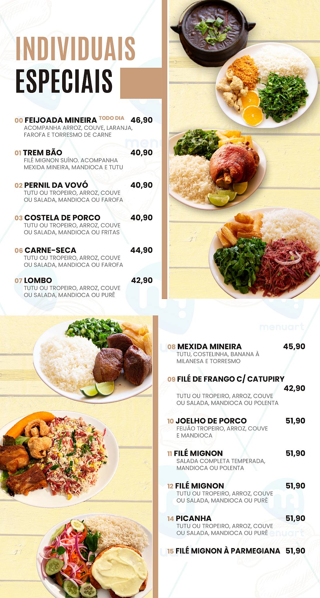 Menu em O Mineiro restaurante, São Paulo, R. Matias Aires