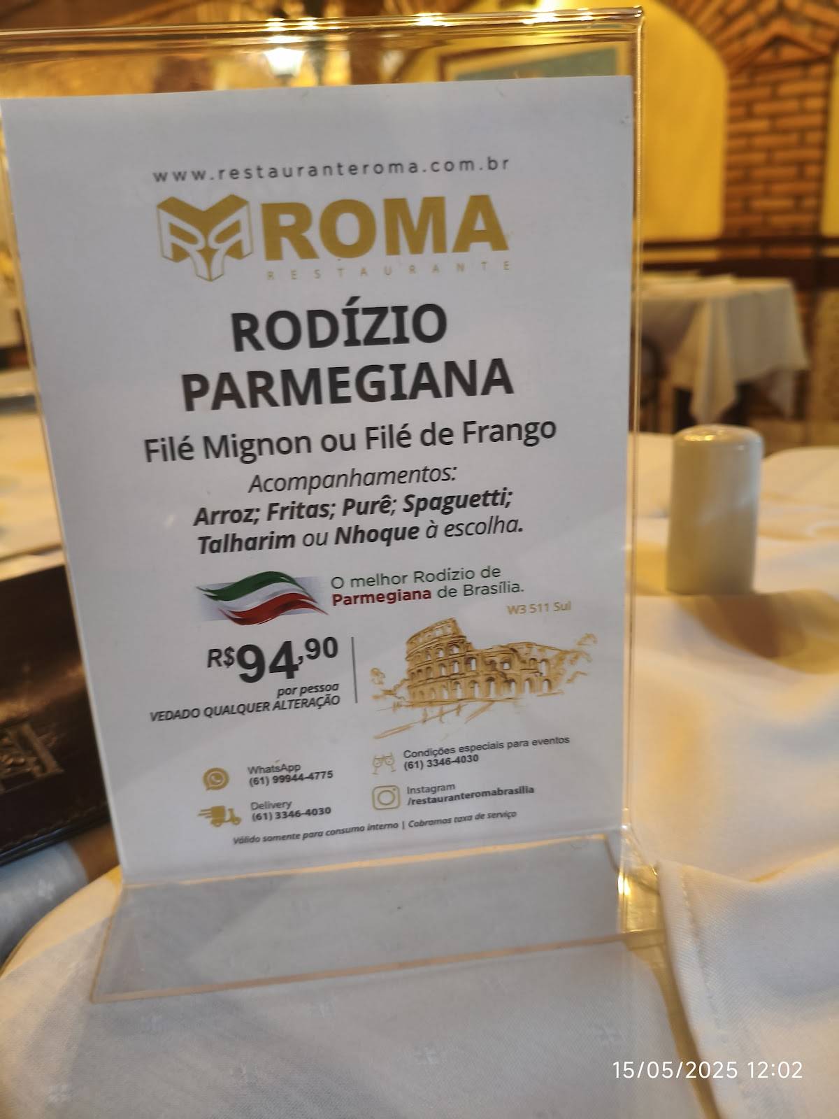 Restaurante Roma cardápio