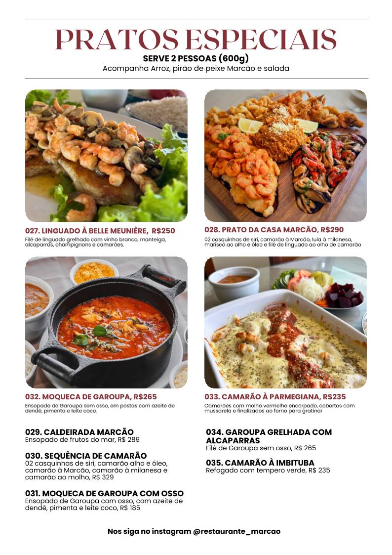 Restaurante e Pizzaria Marcão cardápio
