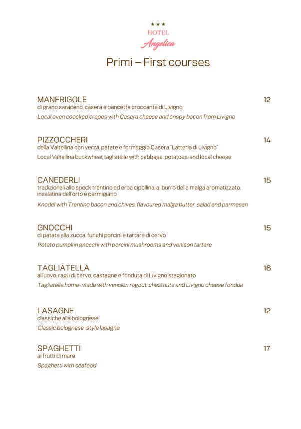 Menu di Ristorante Angelica 