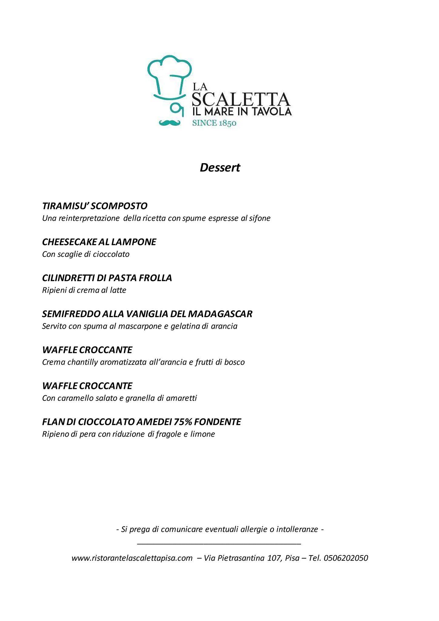 Menu di Ristorante La Scaletta 