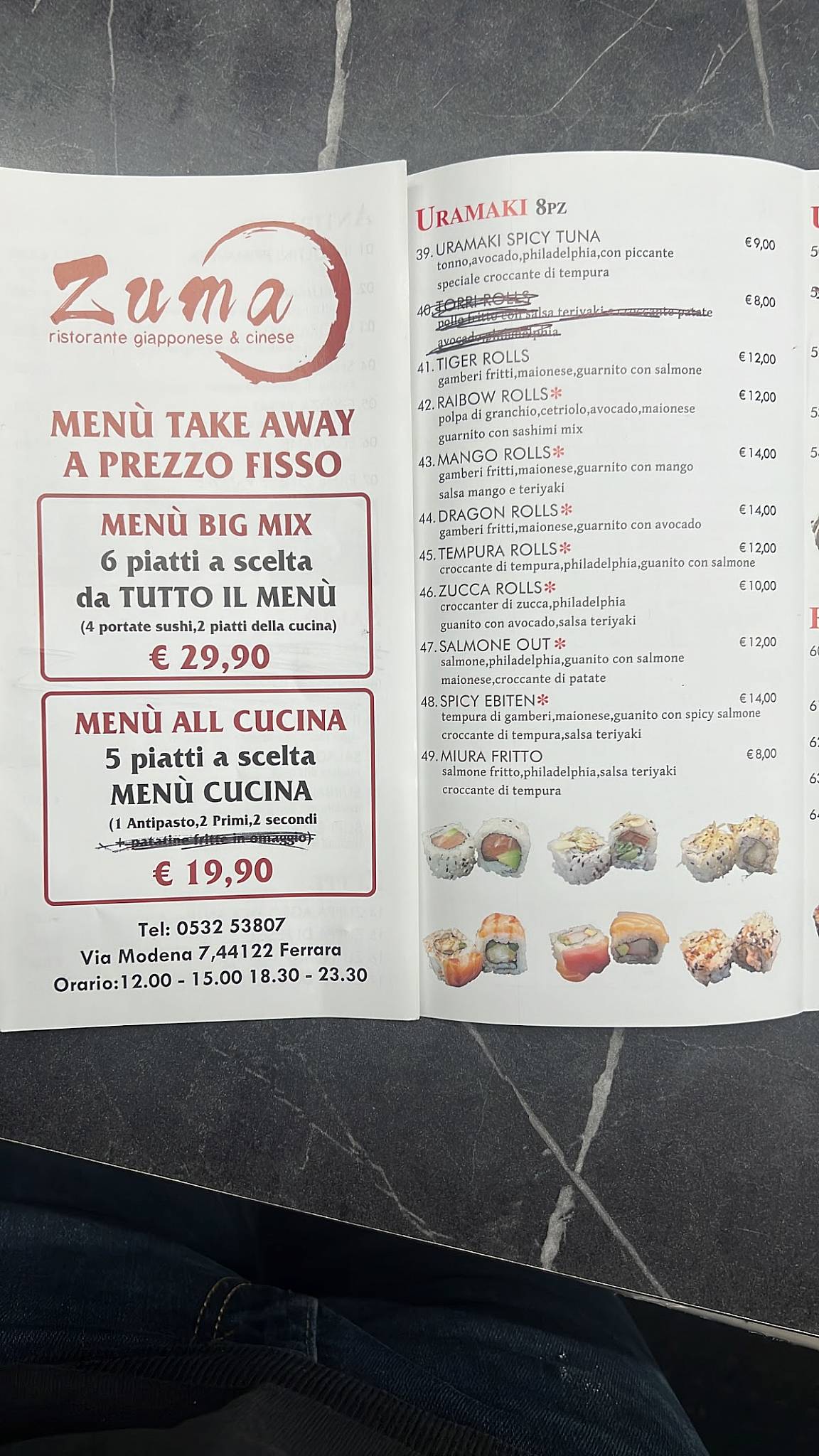 Menu di Ristorante Namu 