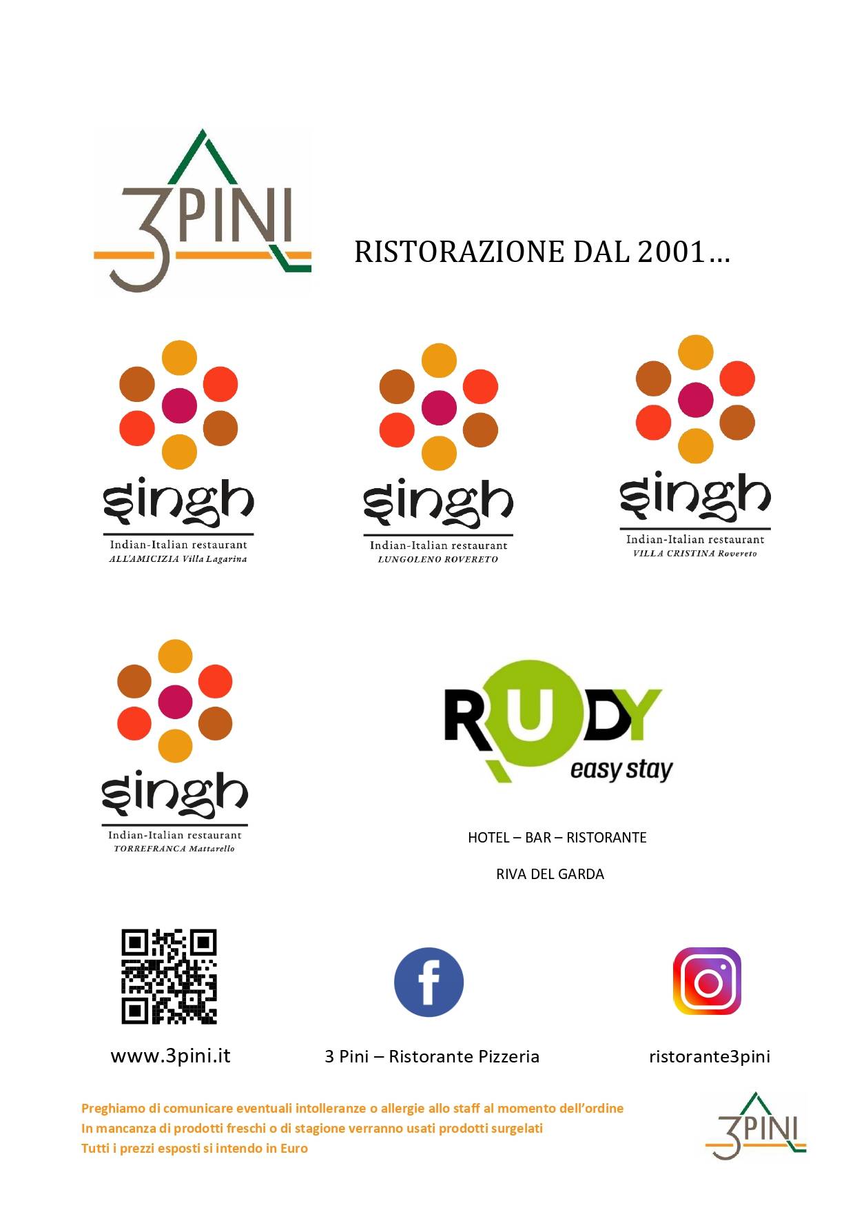 Menu di Ristorante Pizzeria Bar Tre Pini 