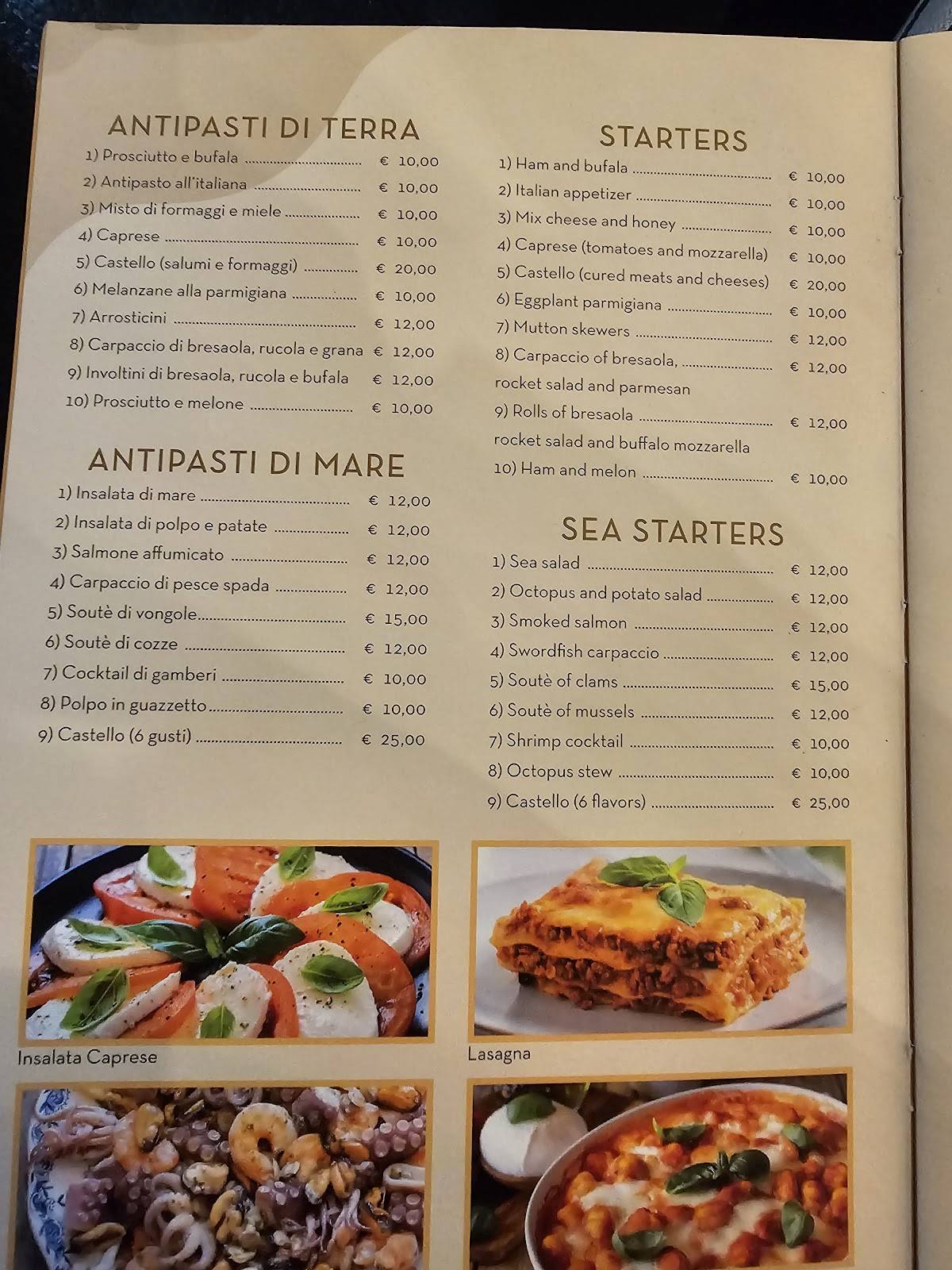 Menu di Ristorante Pizzeria Castello 