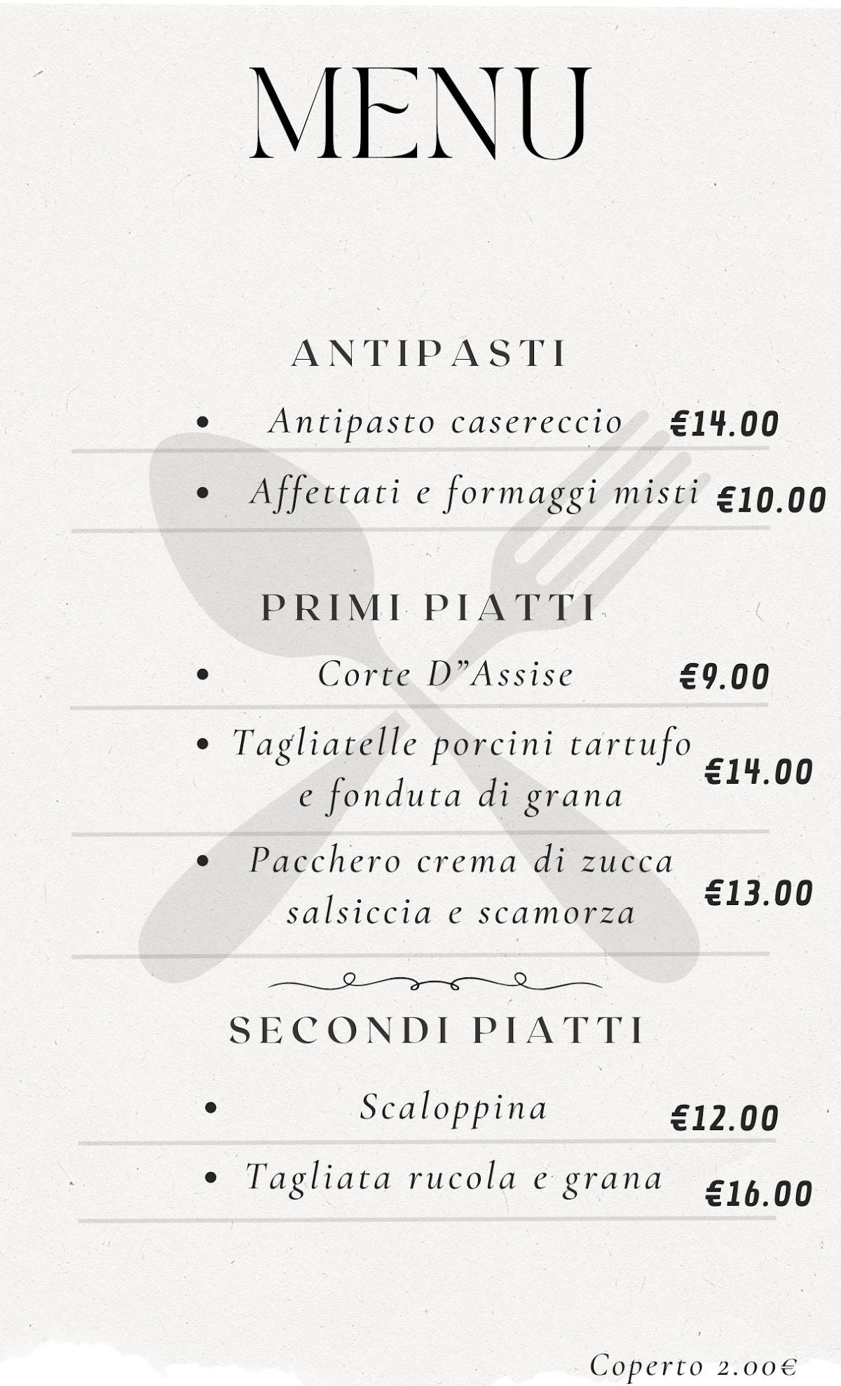 Menu di Ristorante Pizzeria Cristian 