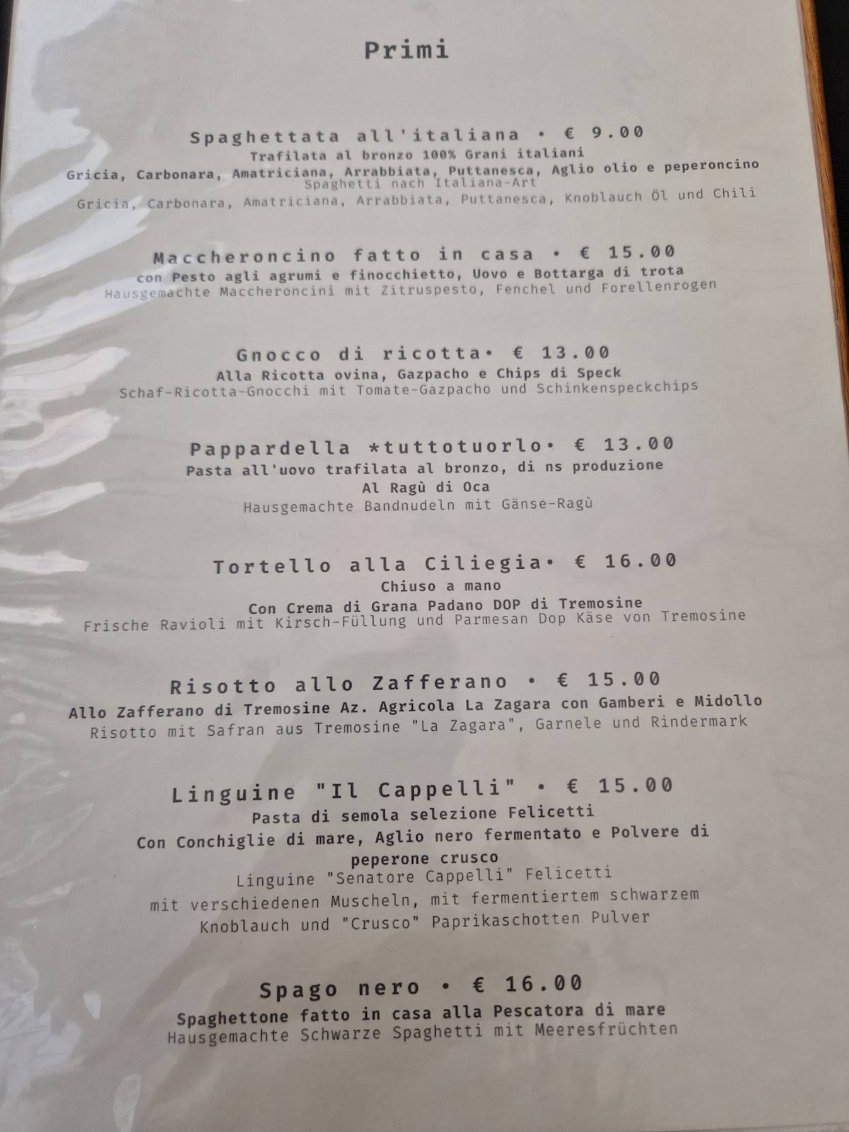 Menu di Ristorante Pizzeria al Tamàs 