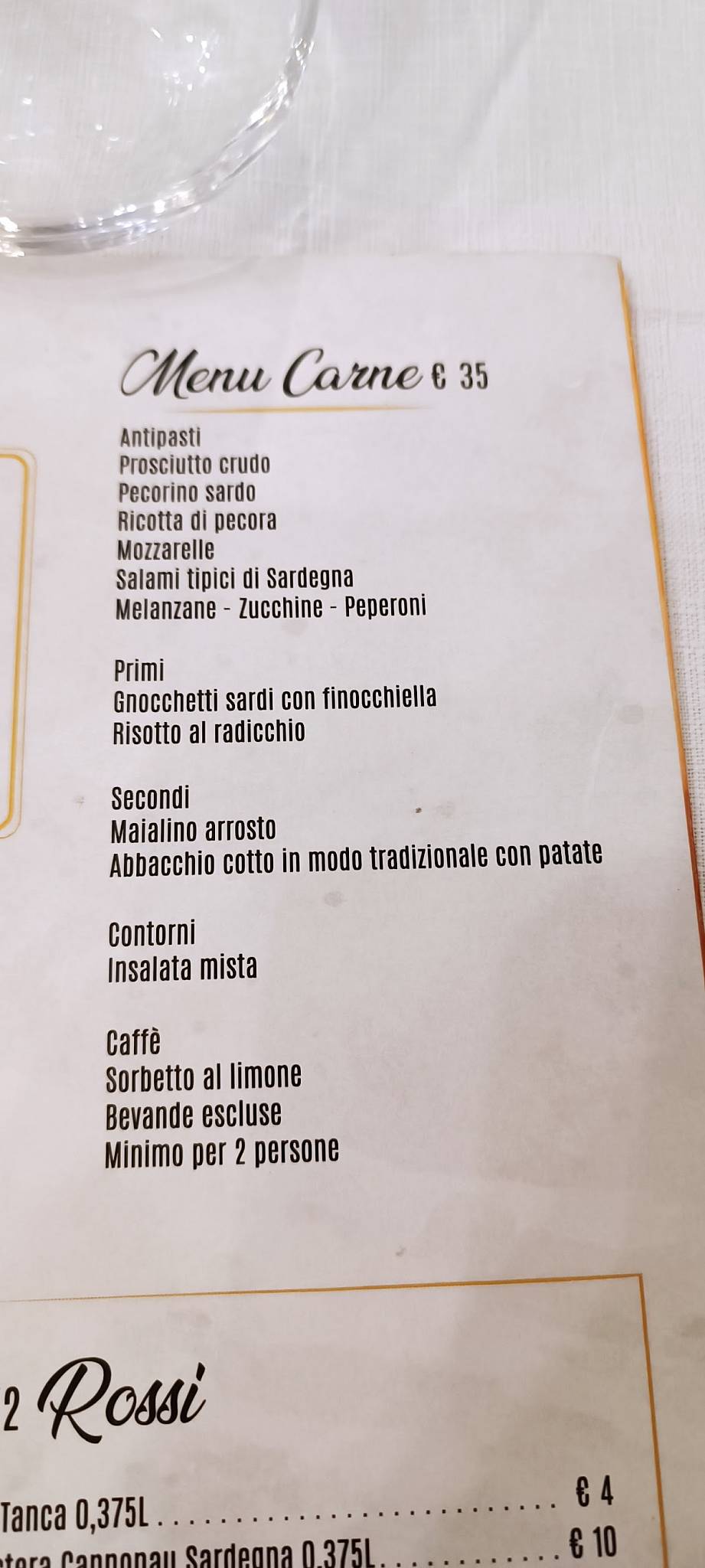 Menu di Ristorante Sa Tanca 