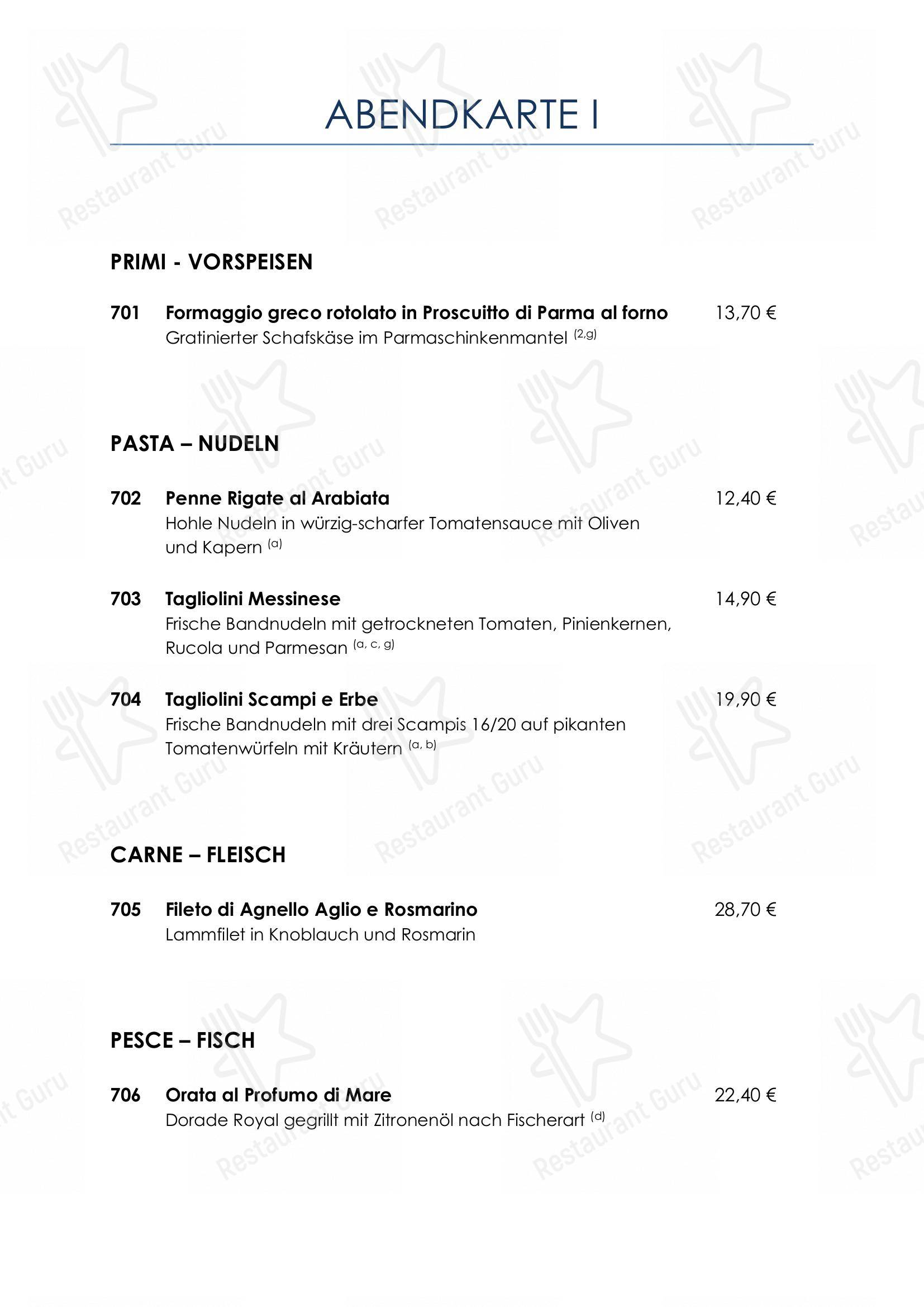 Menu bar pour Ristorante Toscanini restaurant