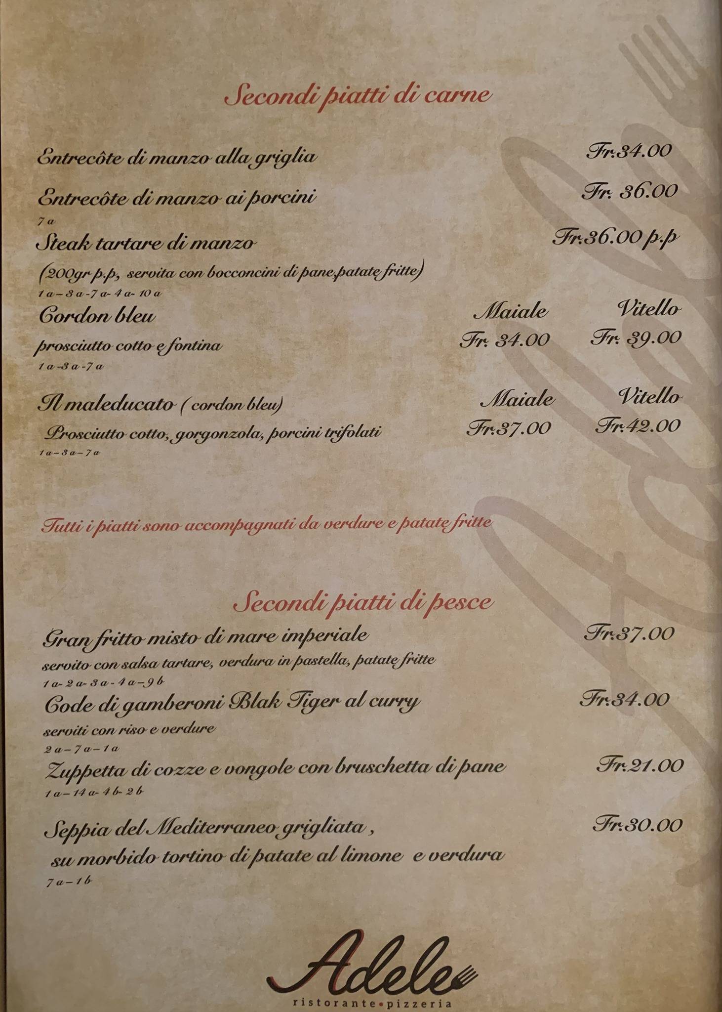 Menu di Ristorante Pizzeria Adele 
