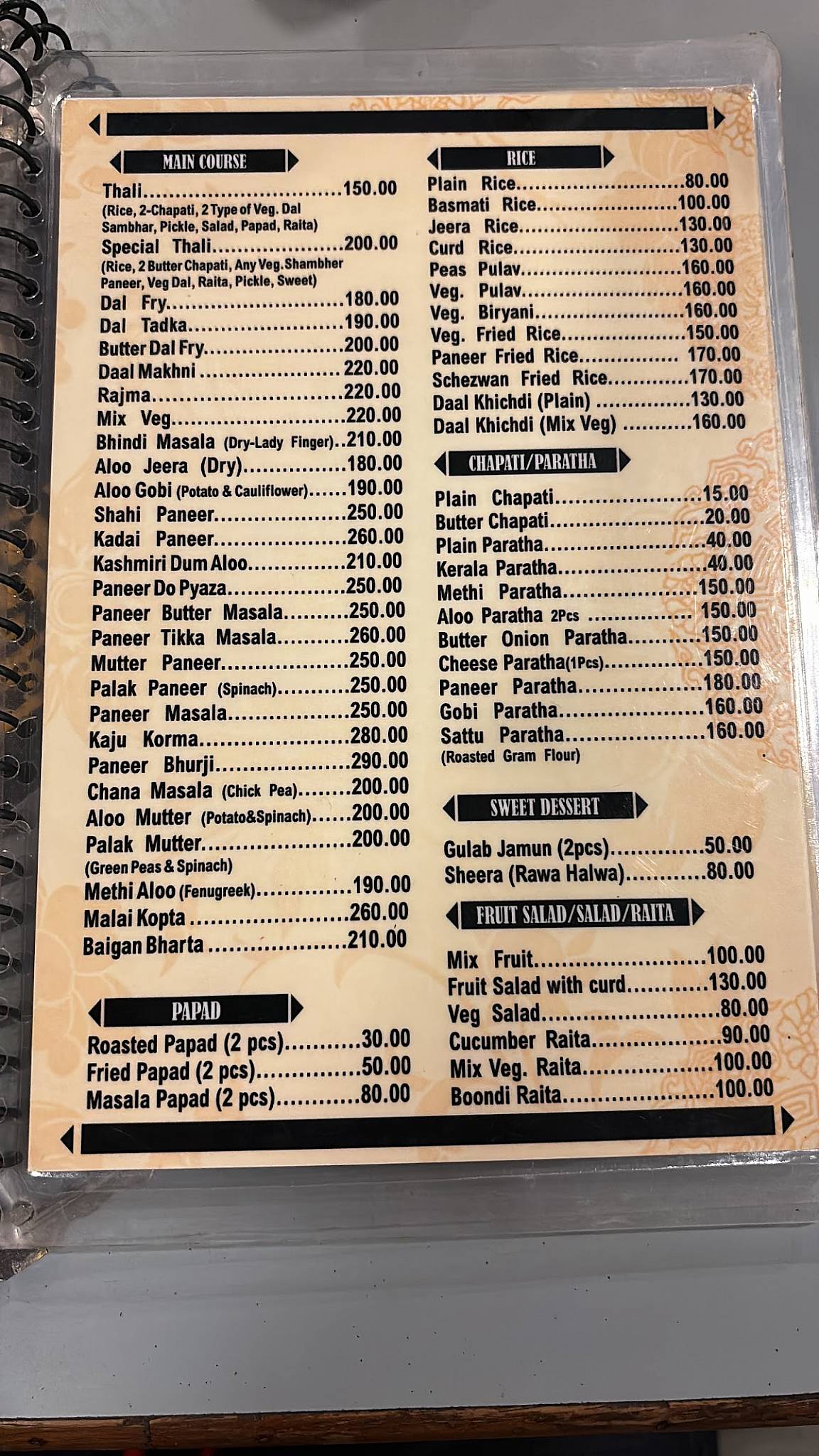 Rudra Pure Veg Restaurant menu