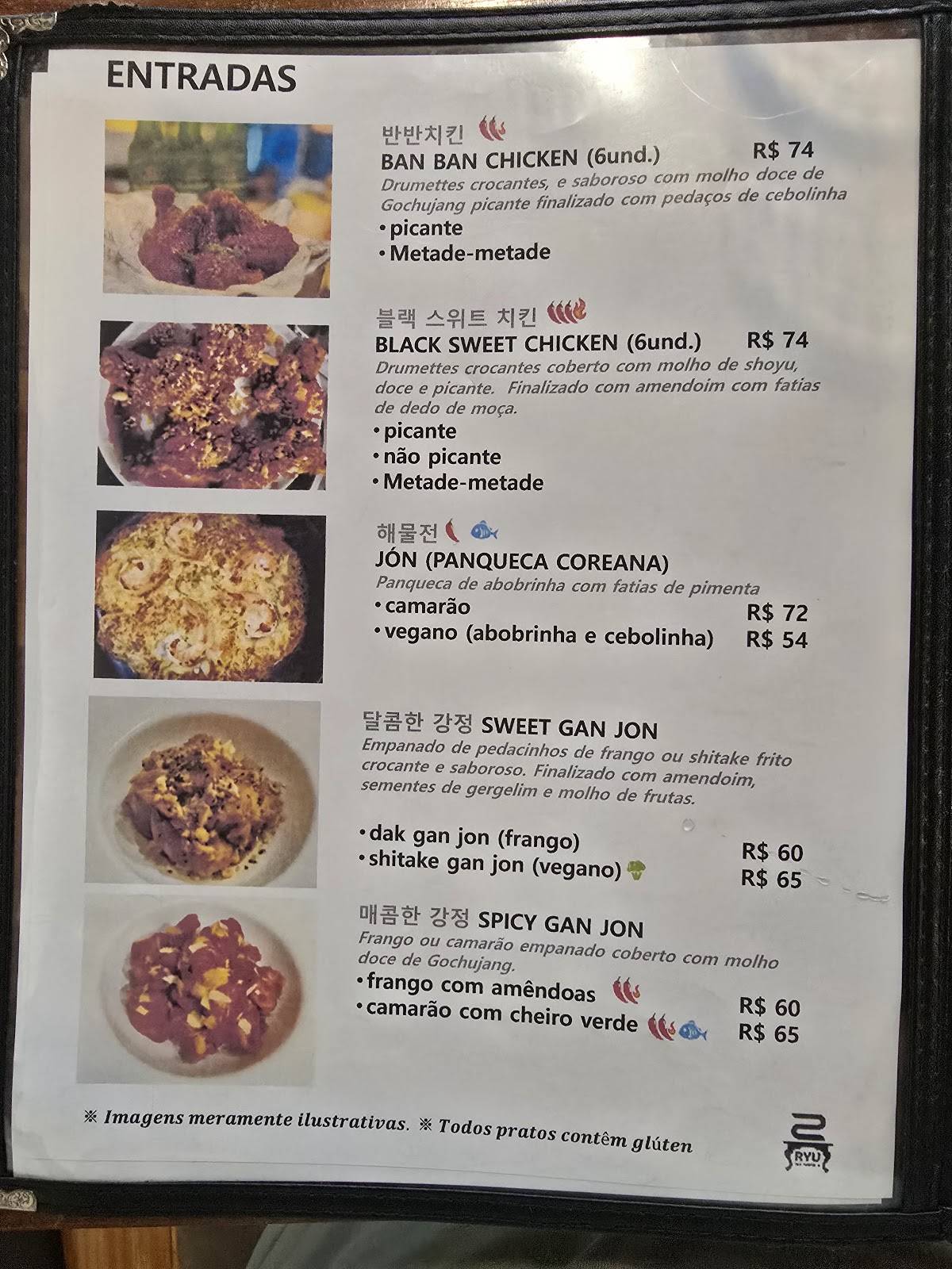 RYU restaurante cardápio