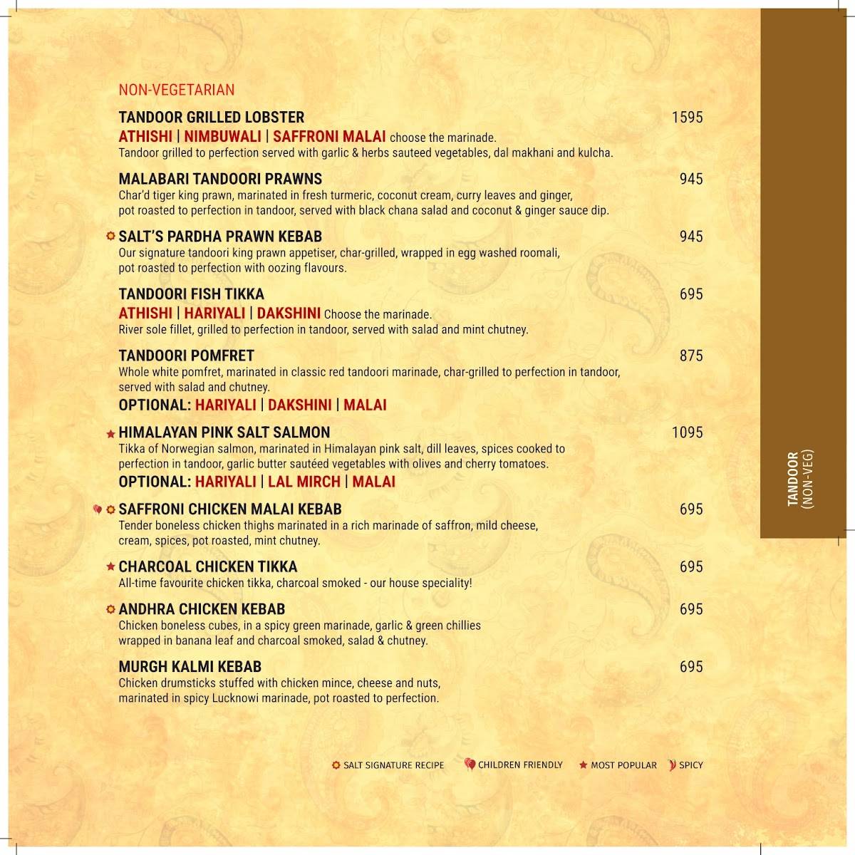 SALT - Indian Restaurant Bar & Grill menu