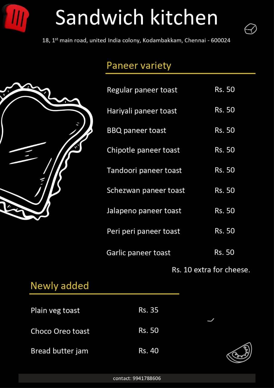 SANDWICH KITCHEN menu