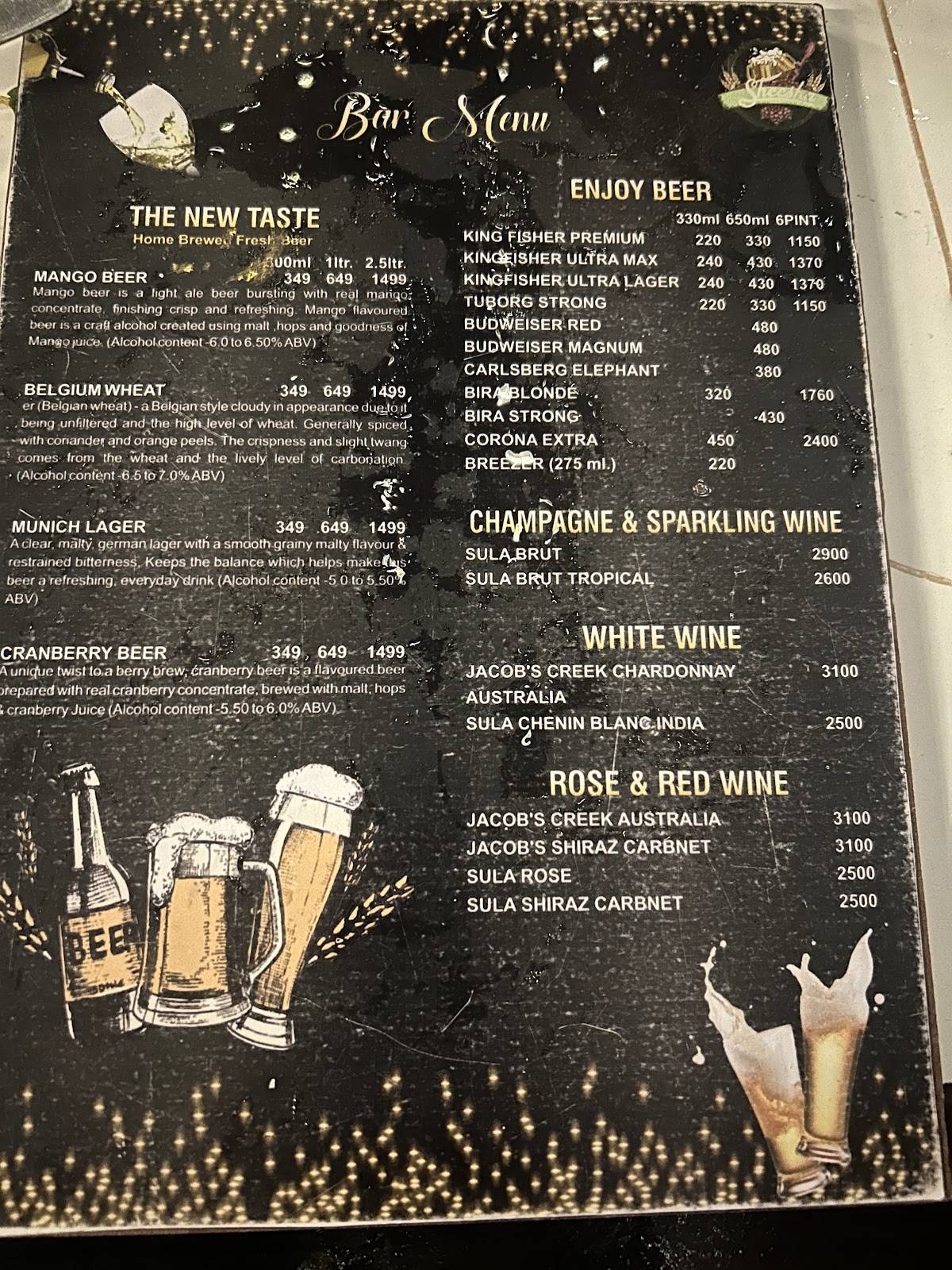 SHEESHA Brew & Kitchen menu