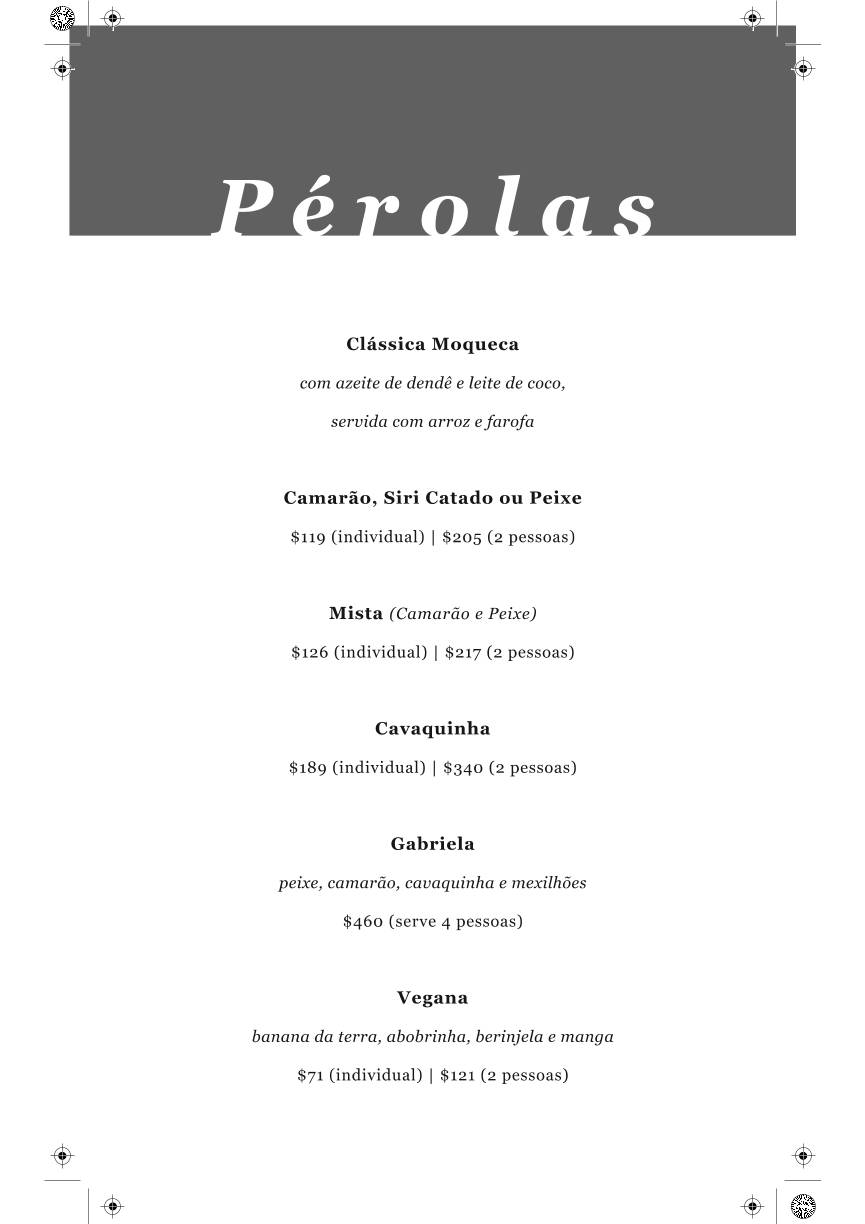 Sabores de Gabriela cardápio