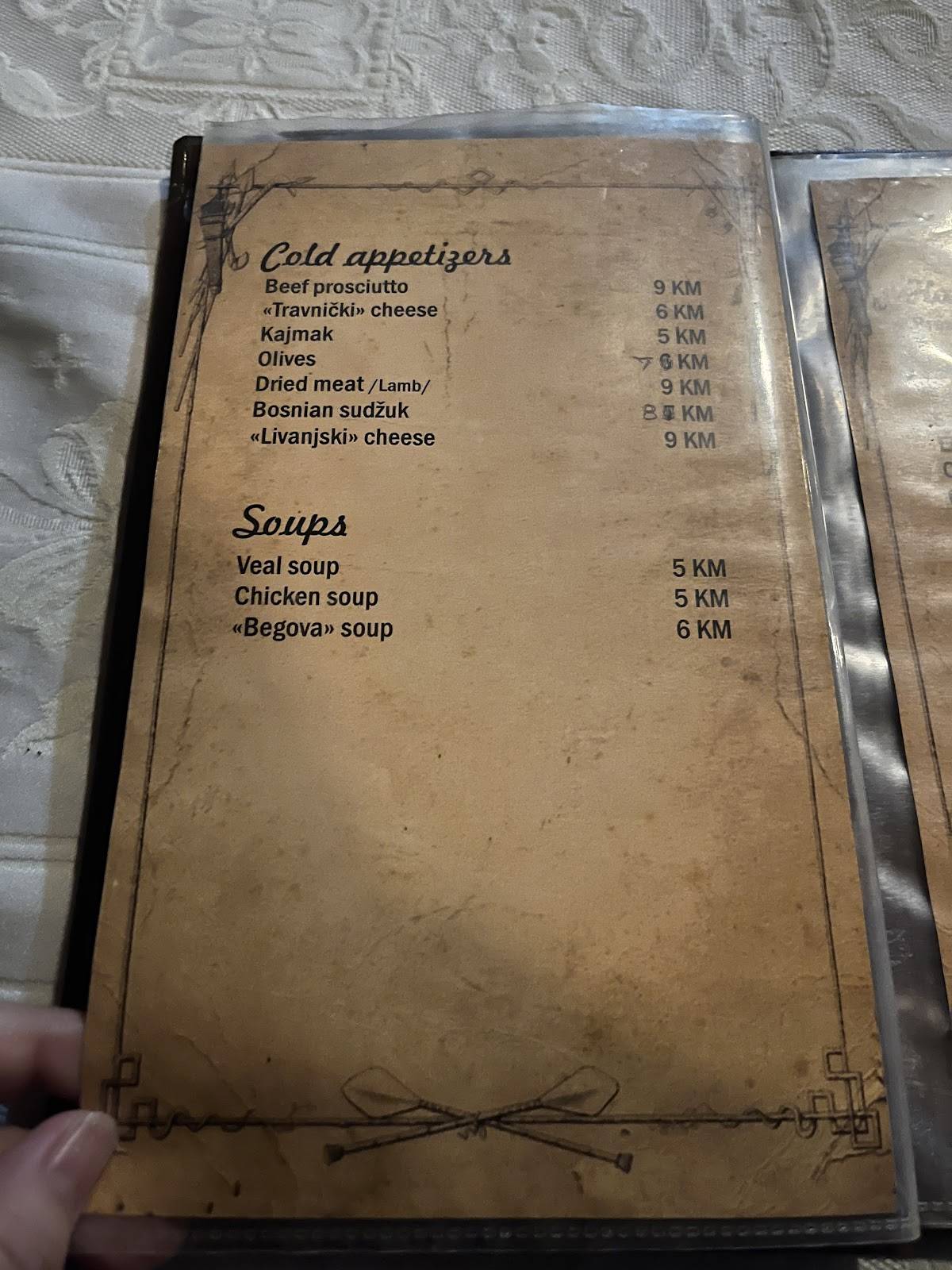 Menu de Šahovski klub "Bosna"