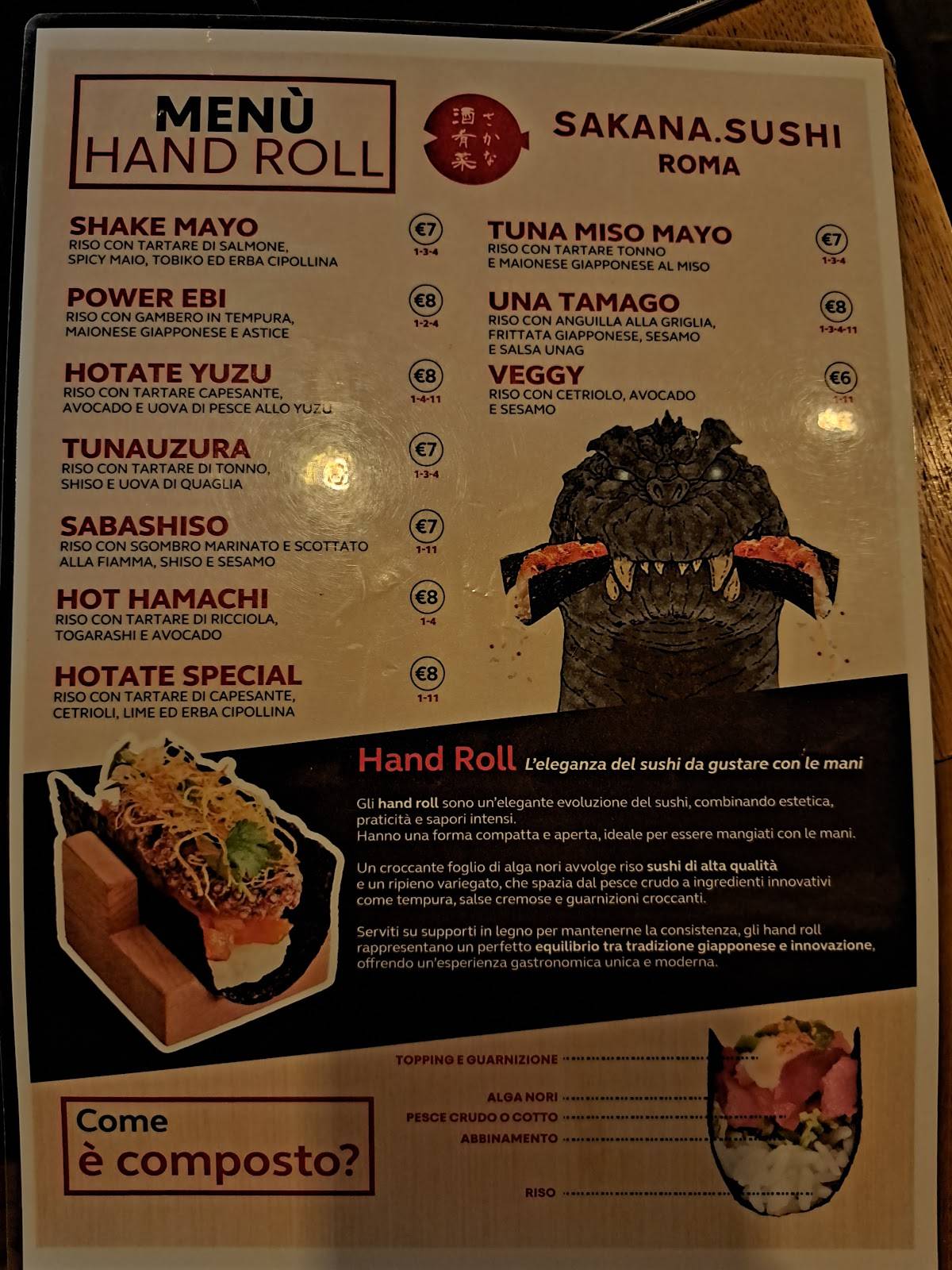 Menu di Sakana Sushi 