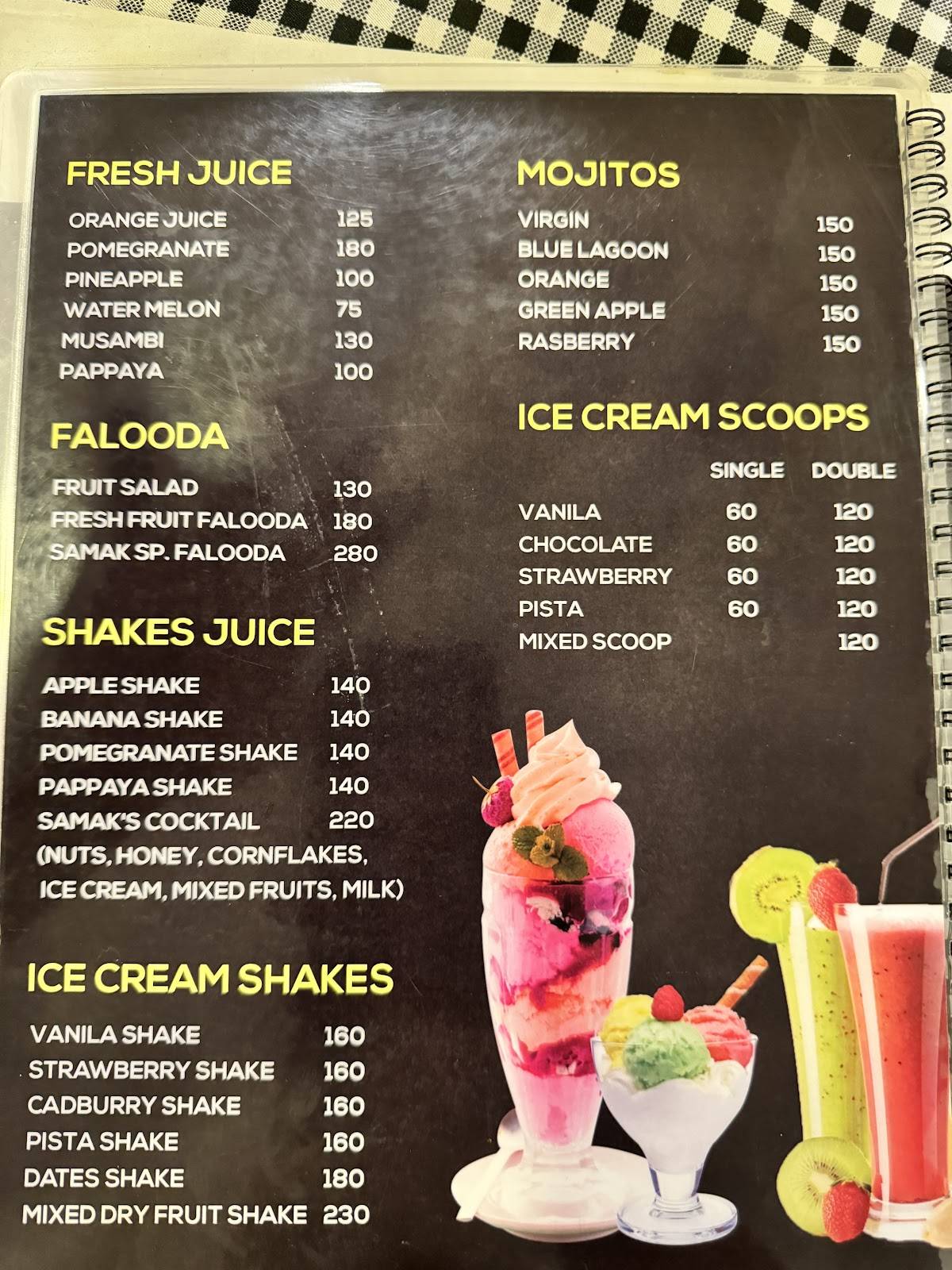 Samak Restaurant menu