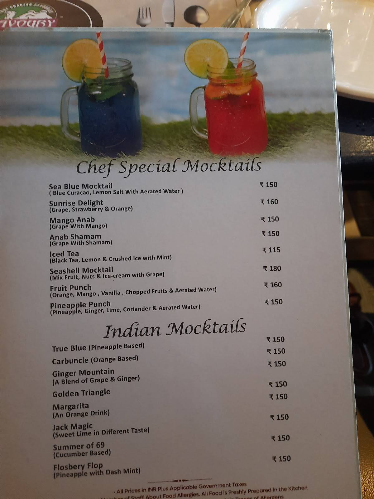 Savoury SeaShell Restaurant - Velachery menu