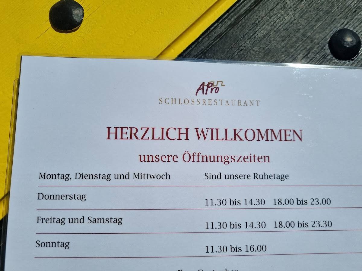 Menu di Schlossrestaurant A - Pro 