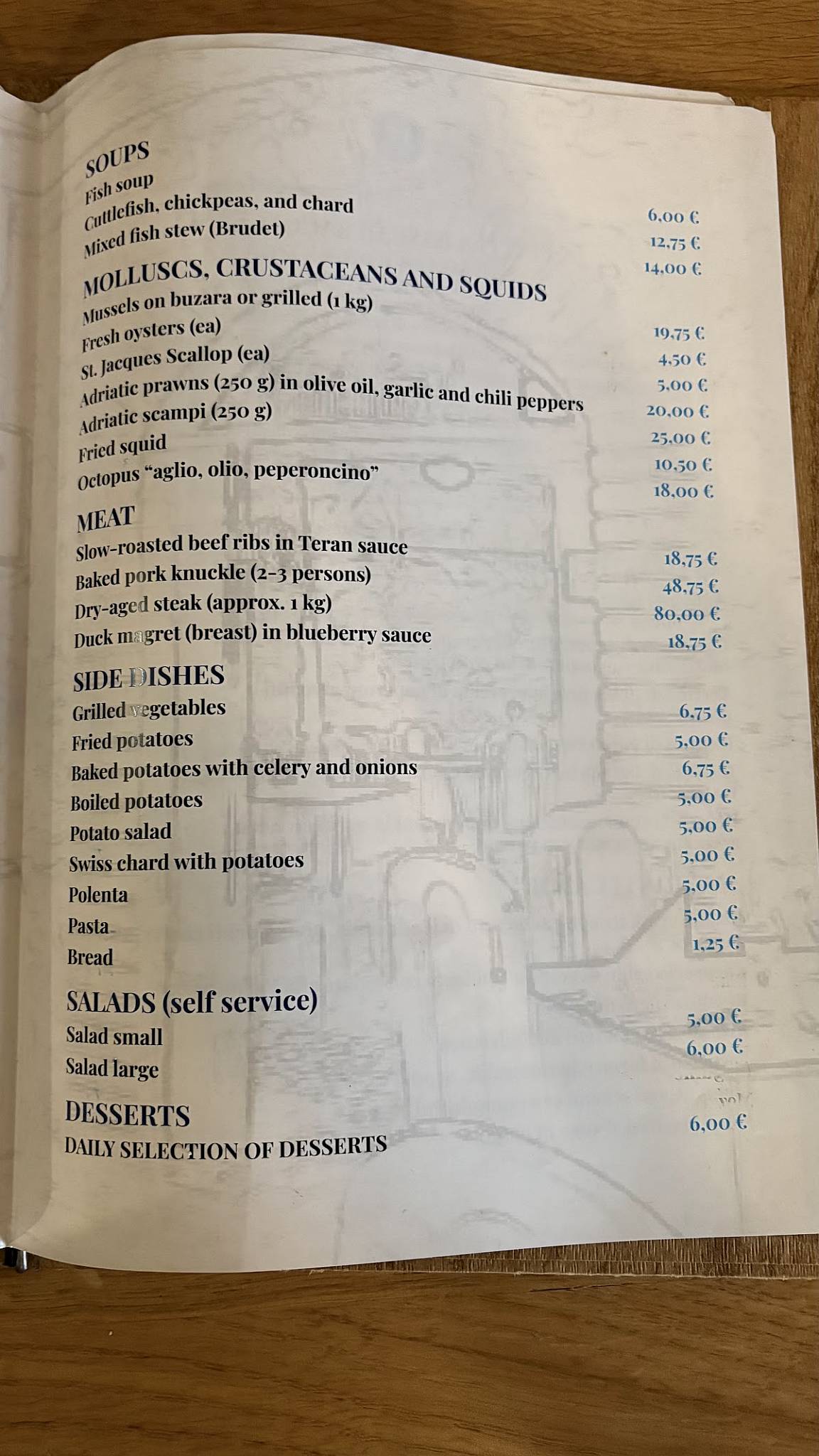 Menu di Seafood restaurant Feral 