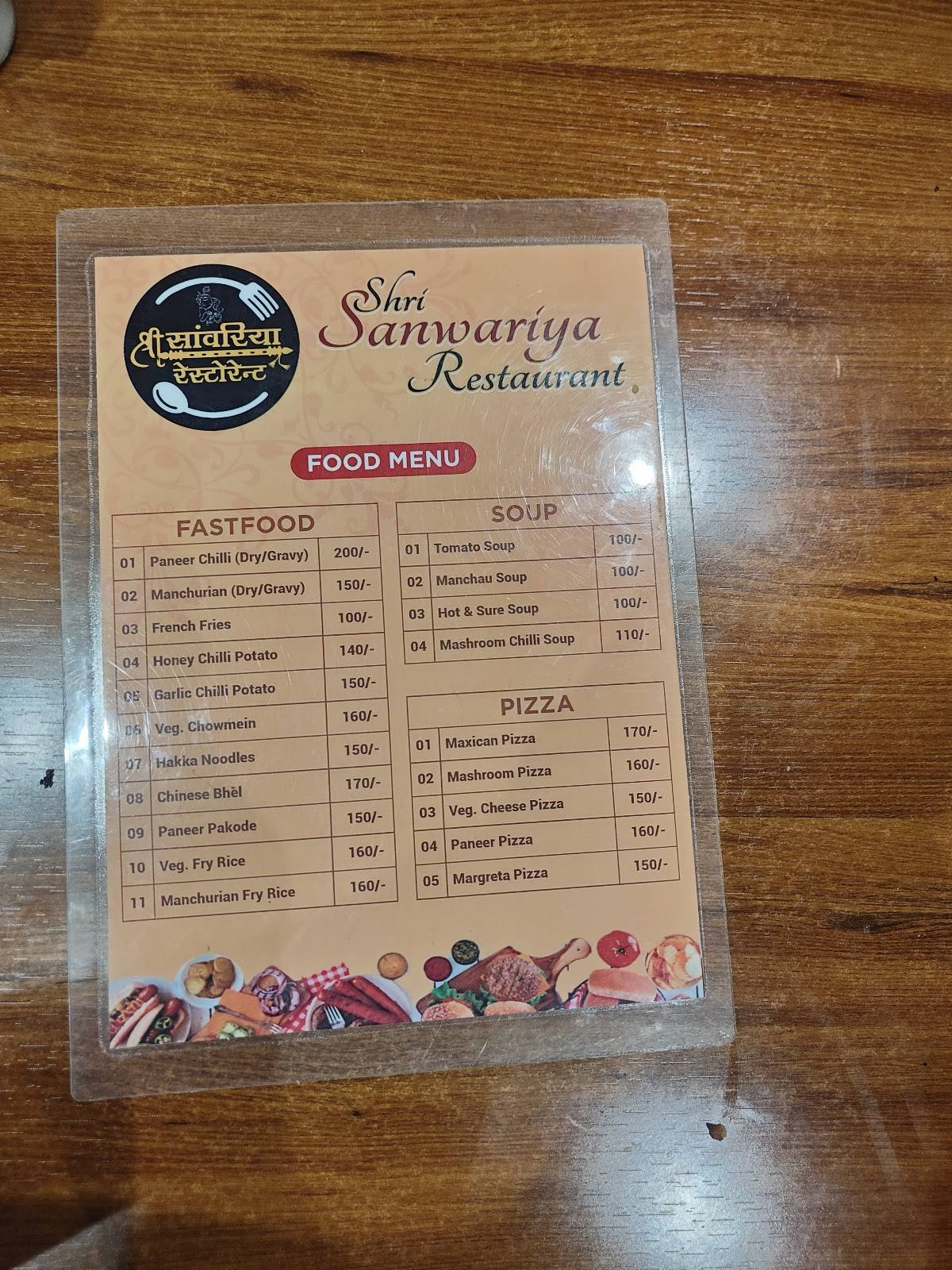 Shri Sanwariya restaurant menu