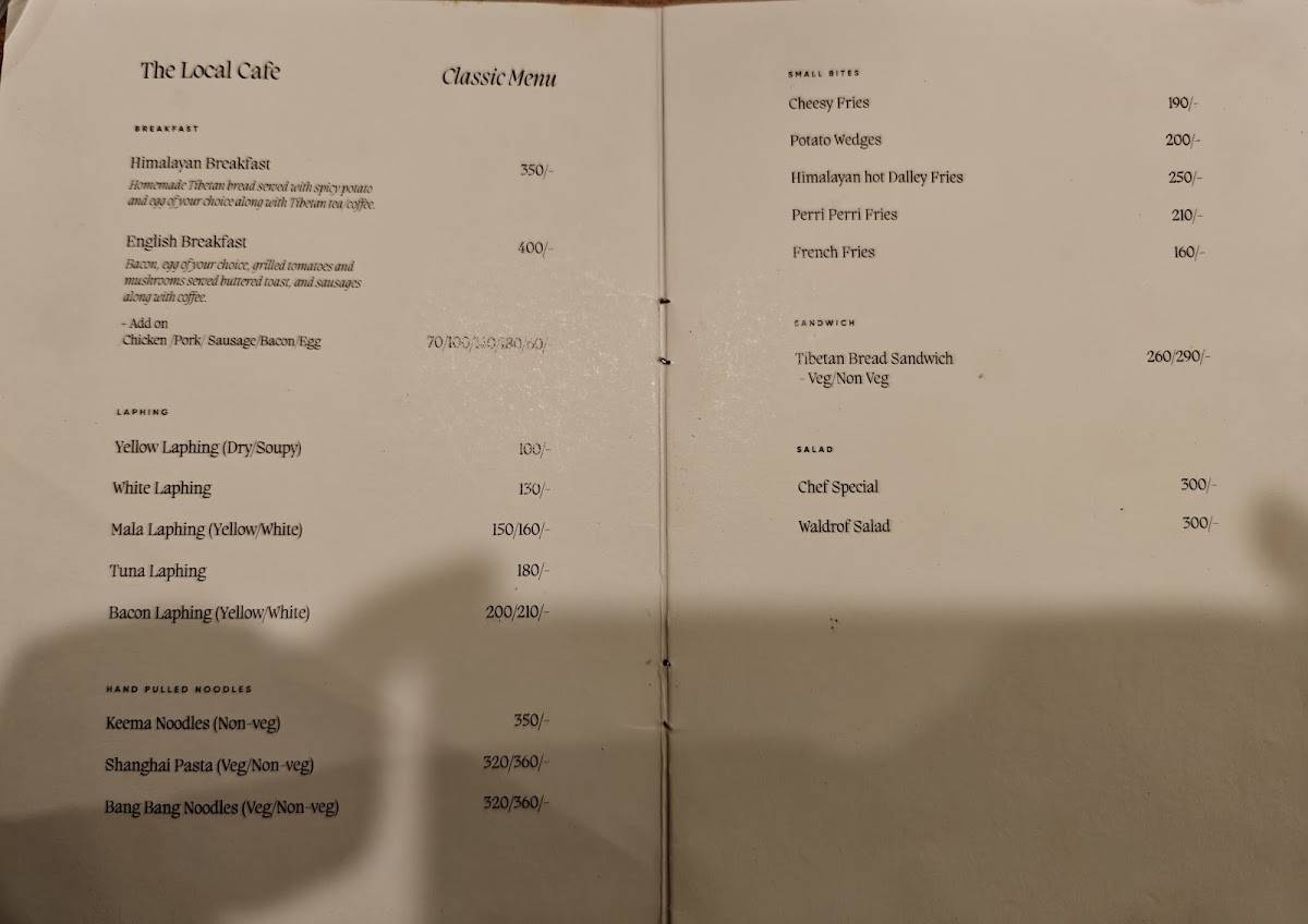 Sikkim Coffee menu