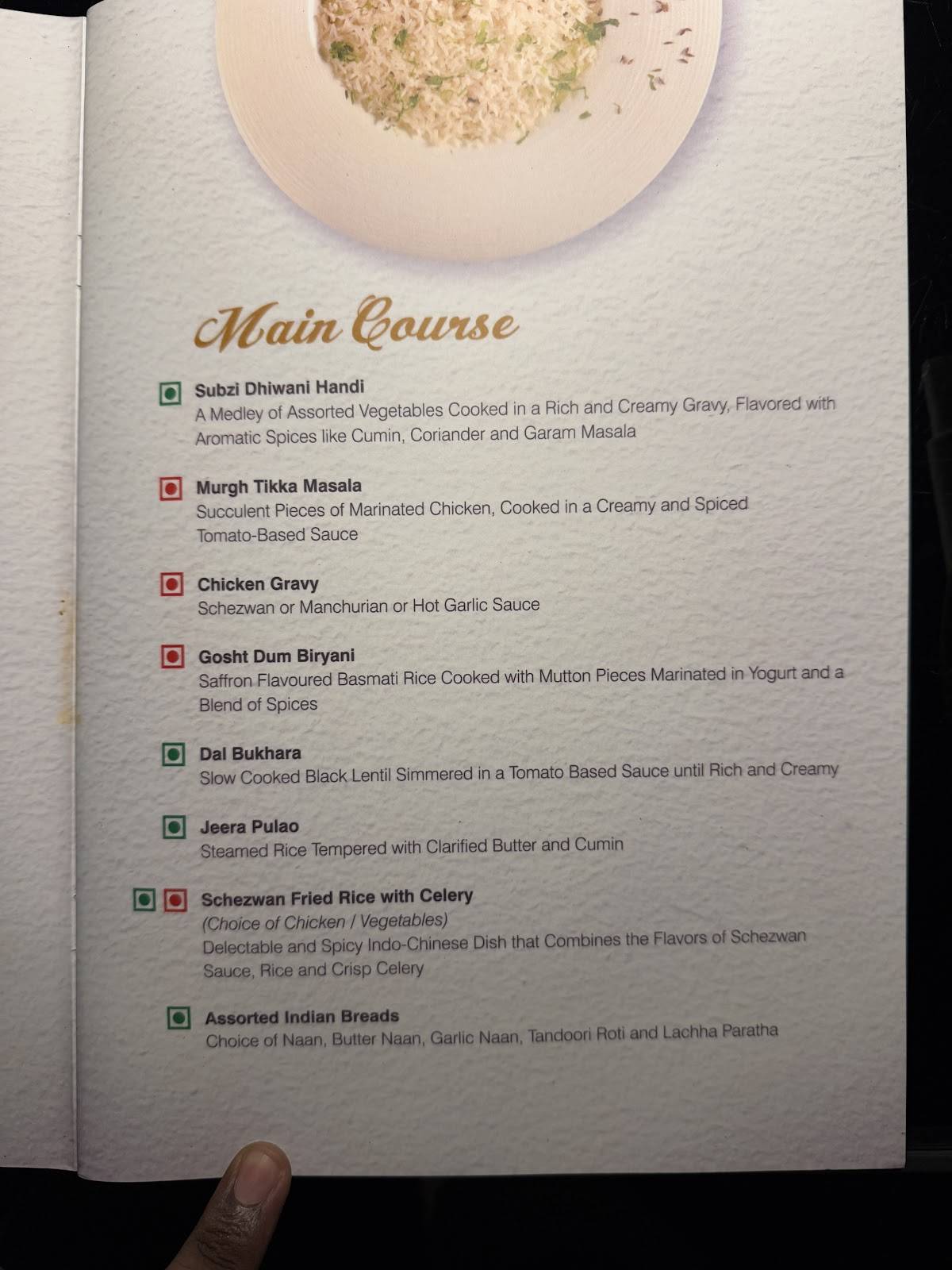 SkyLoft Roof Top Restaurant - Feathers A Radha Hotel menu