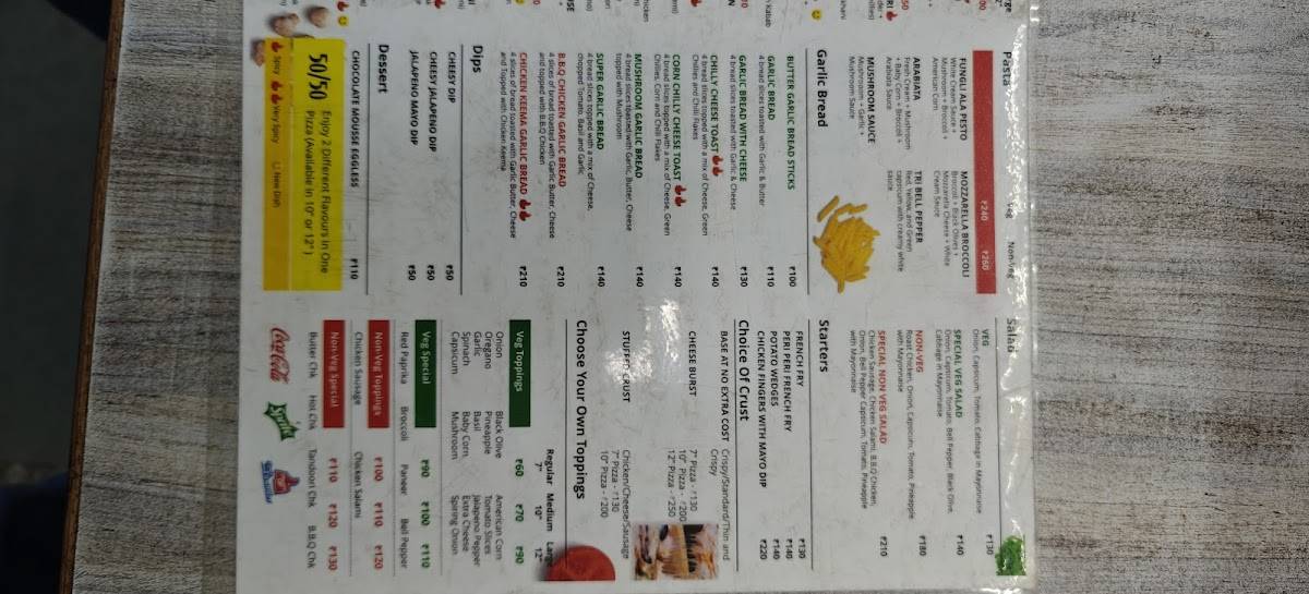 Square Pizza menu