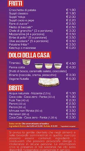 Menu di Stazione Pizza 