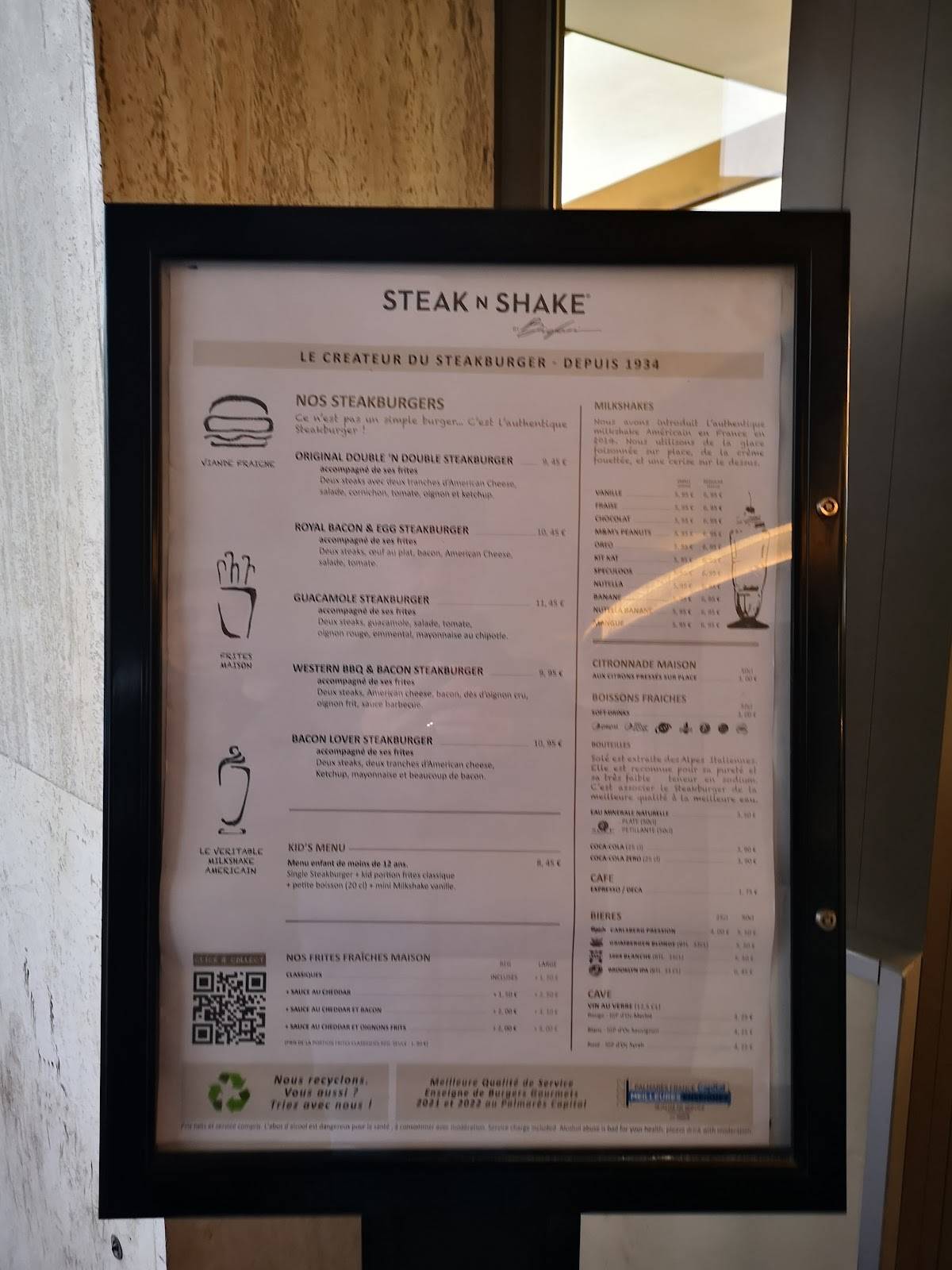 Menu at Steak ‘n Shake restaurant, MonacoVille