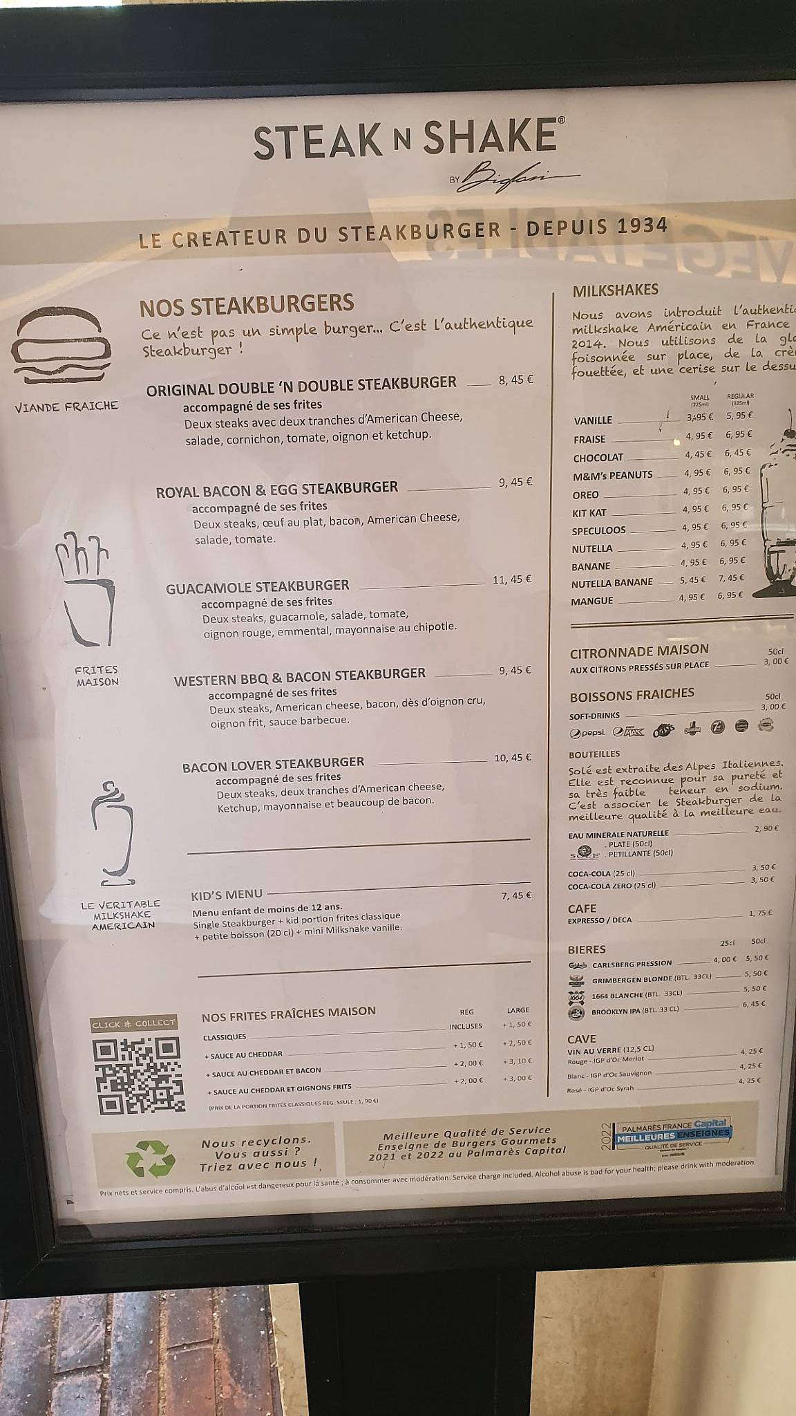 Menu at Steak ‘n Shake restaurant, MonacoVille