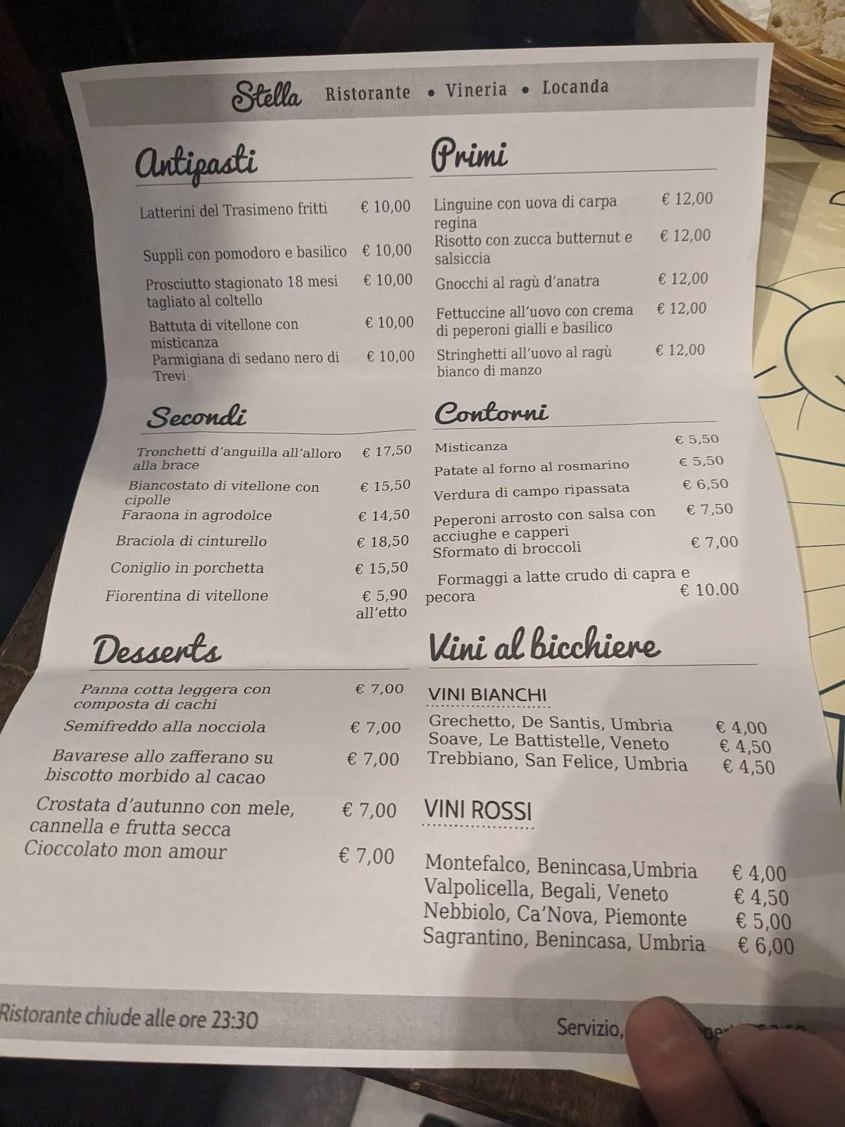 Menu di Stella Ristorante Vineria e Locanda 
