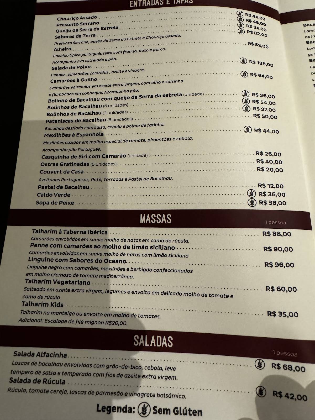 Taberna Ibérica cardápio