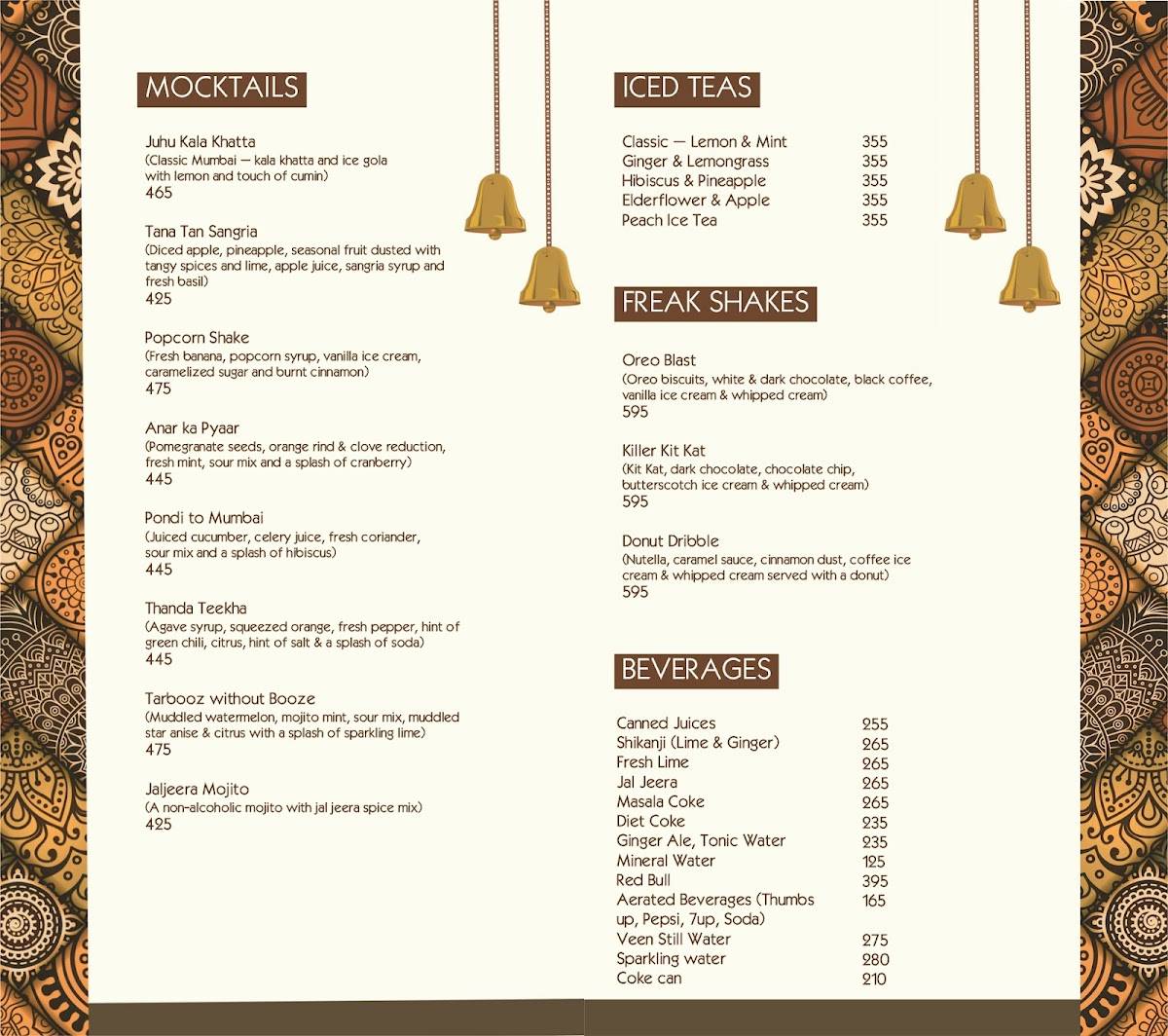 Tanatan Juhu - Kitchen & Bar menu