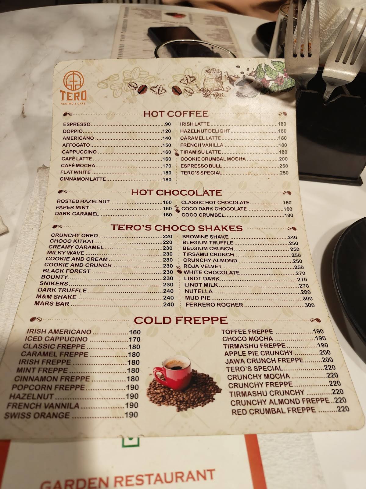 Tero Restro&Cafe menu