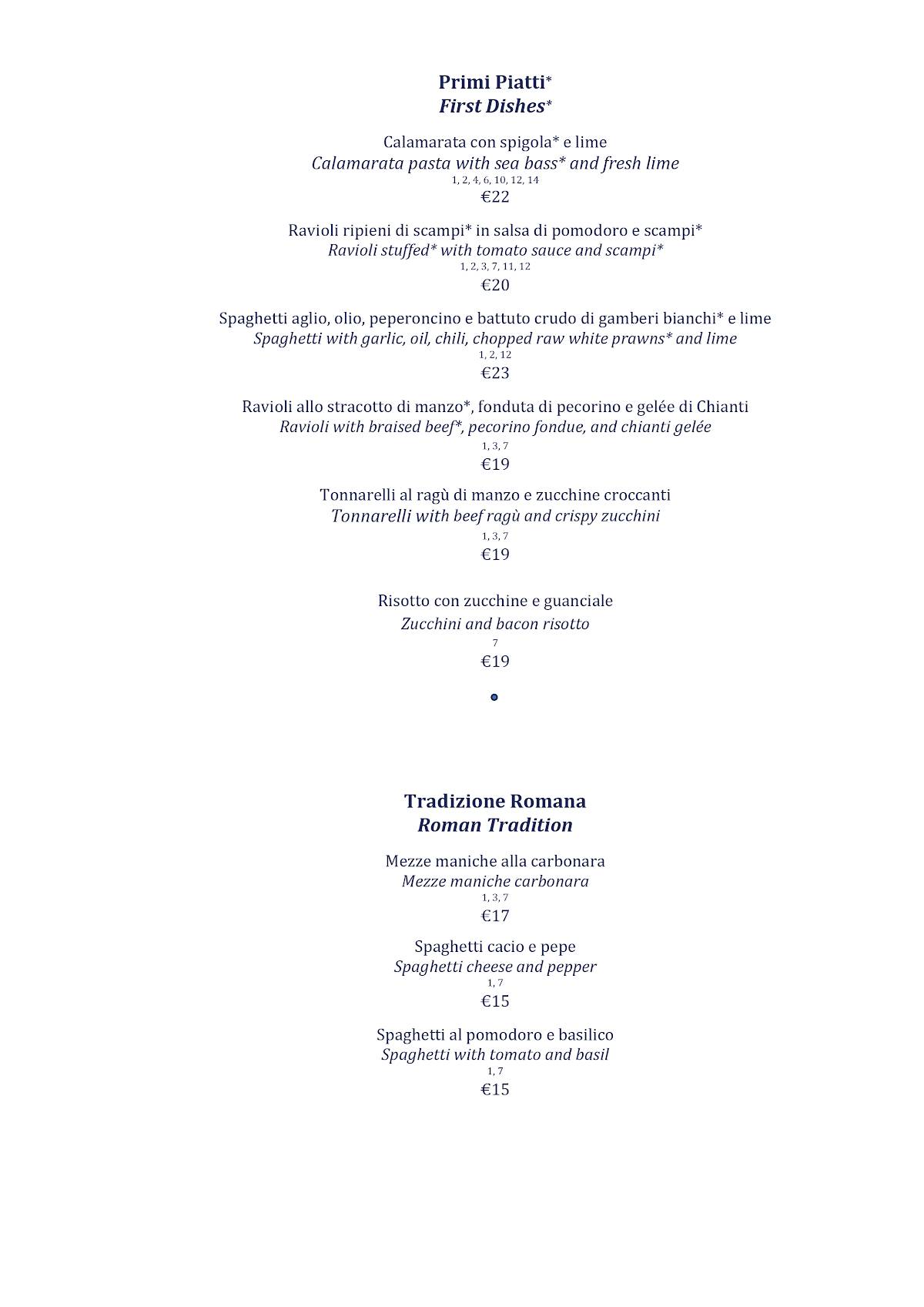 Menu di Terrazza Flavia 