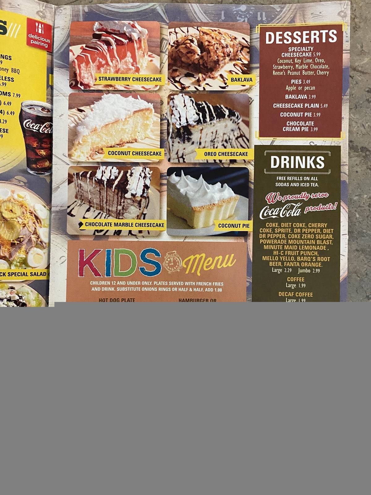 Menu at The BIG Clock of Powdersville restaurant, Greenville, SC153