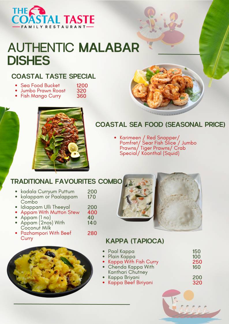 The Coastal Taste Family Restaurant menu