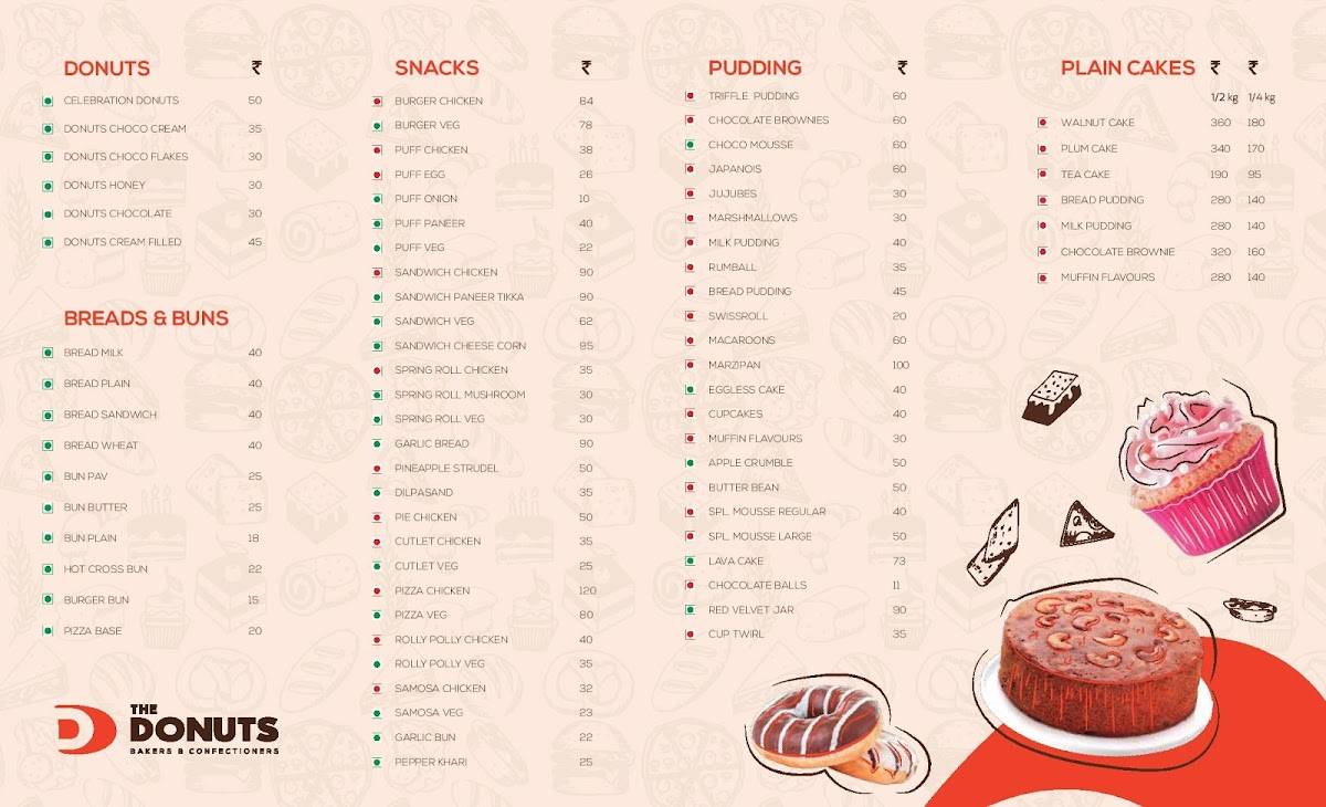 The Donuts menu