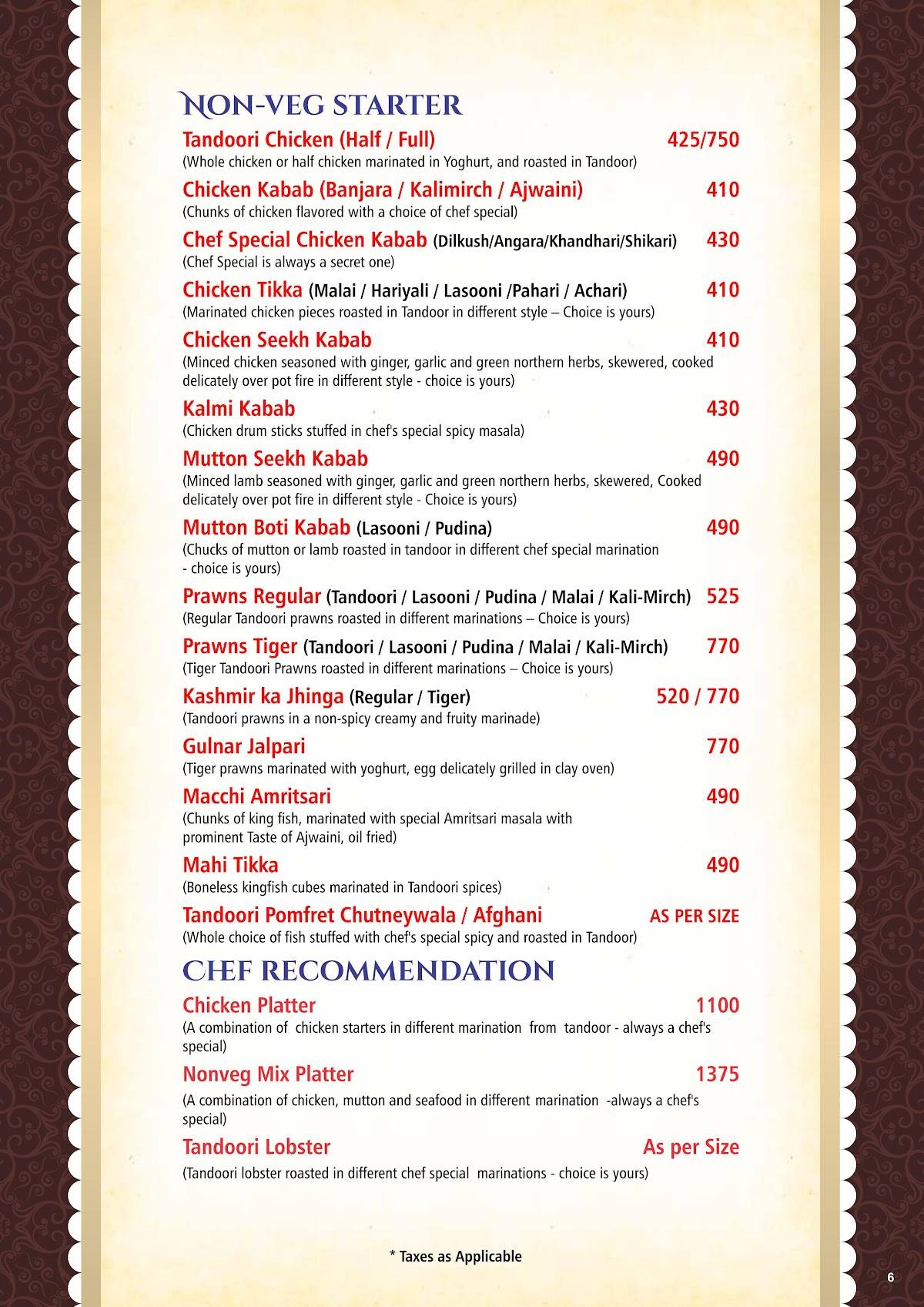 Gourmet Kitchen and Bar menu