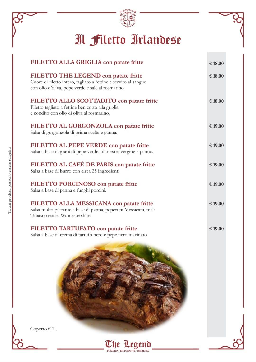 Menu di The Legend 