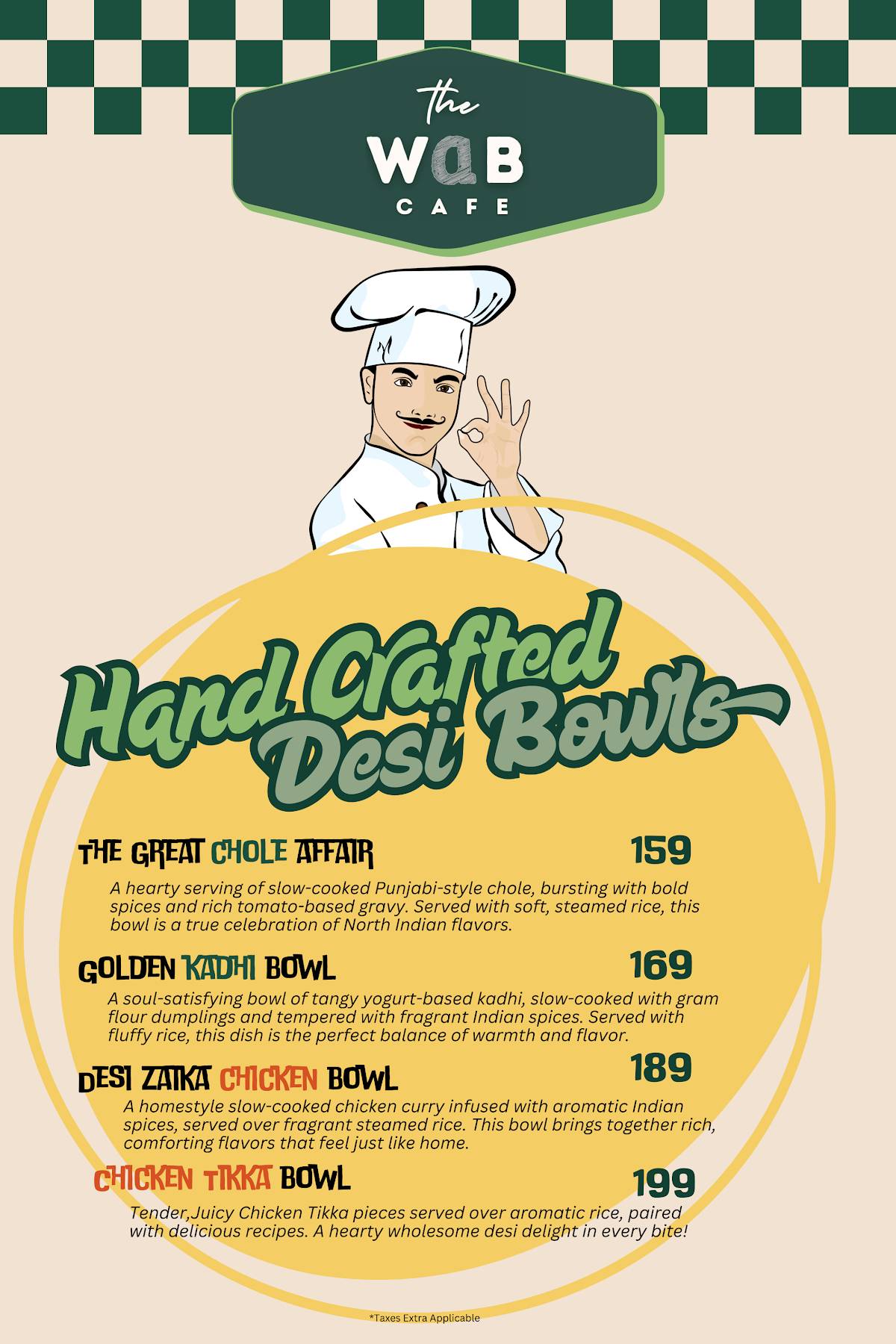 The WAB Cafe menu