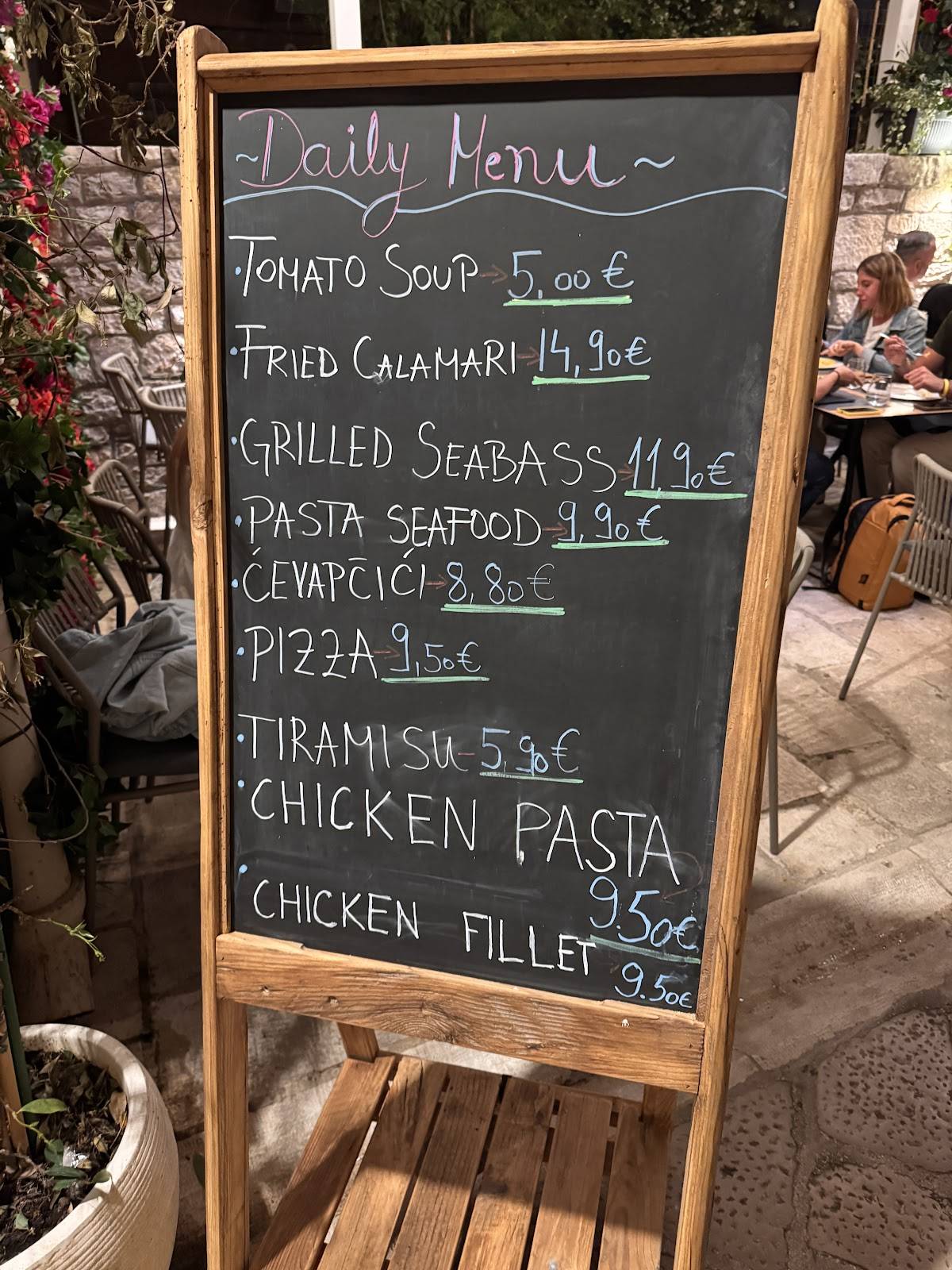 Menu di Restaurant Tinel 