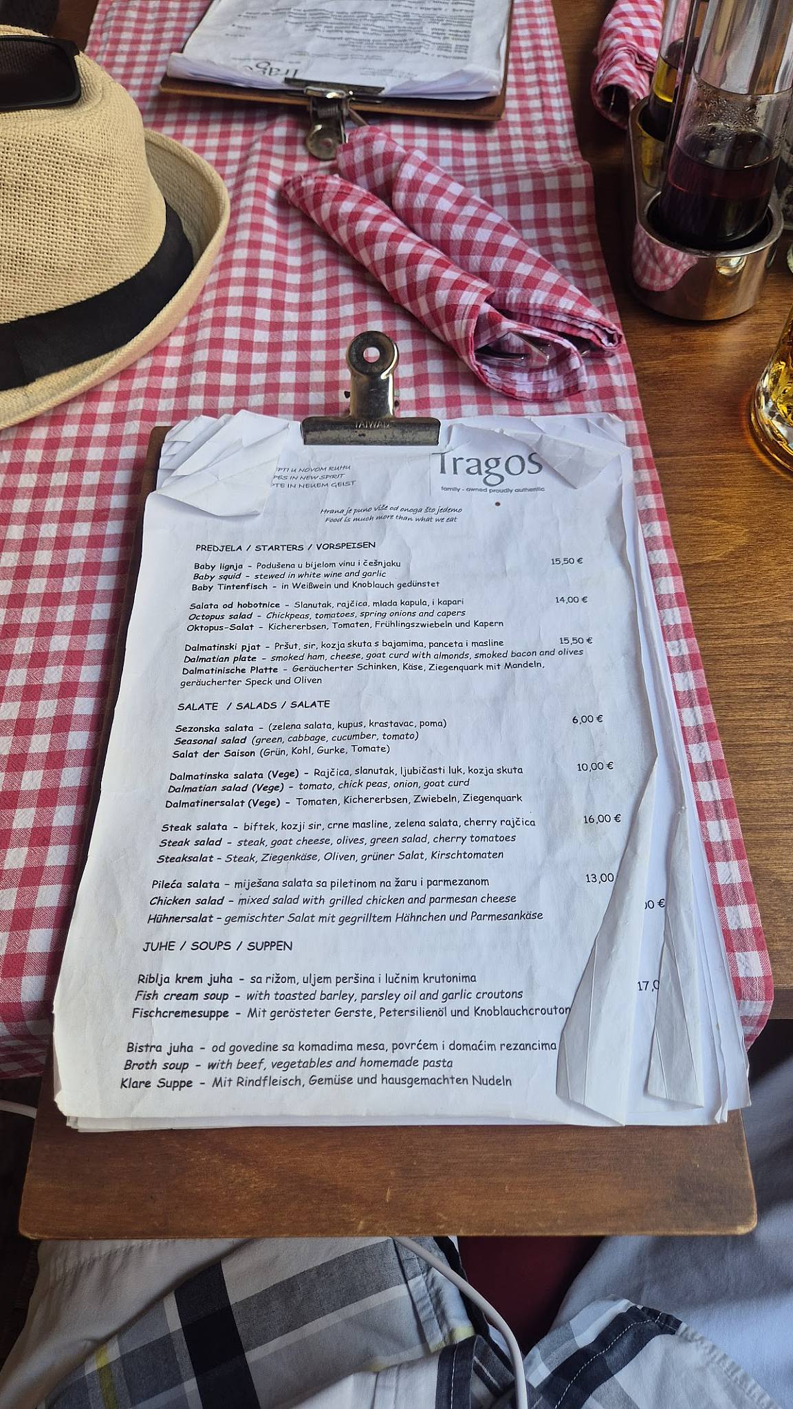Menu di Restaurant Tragos 